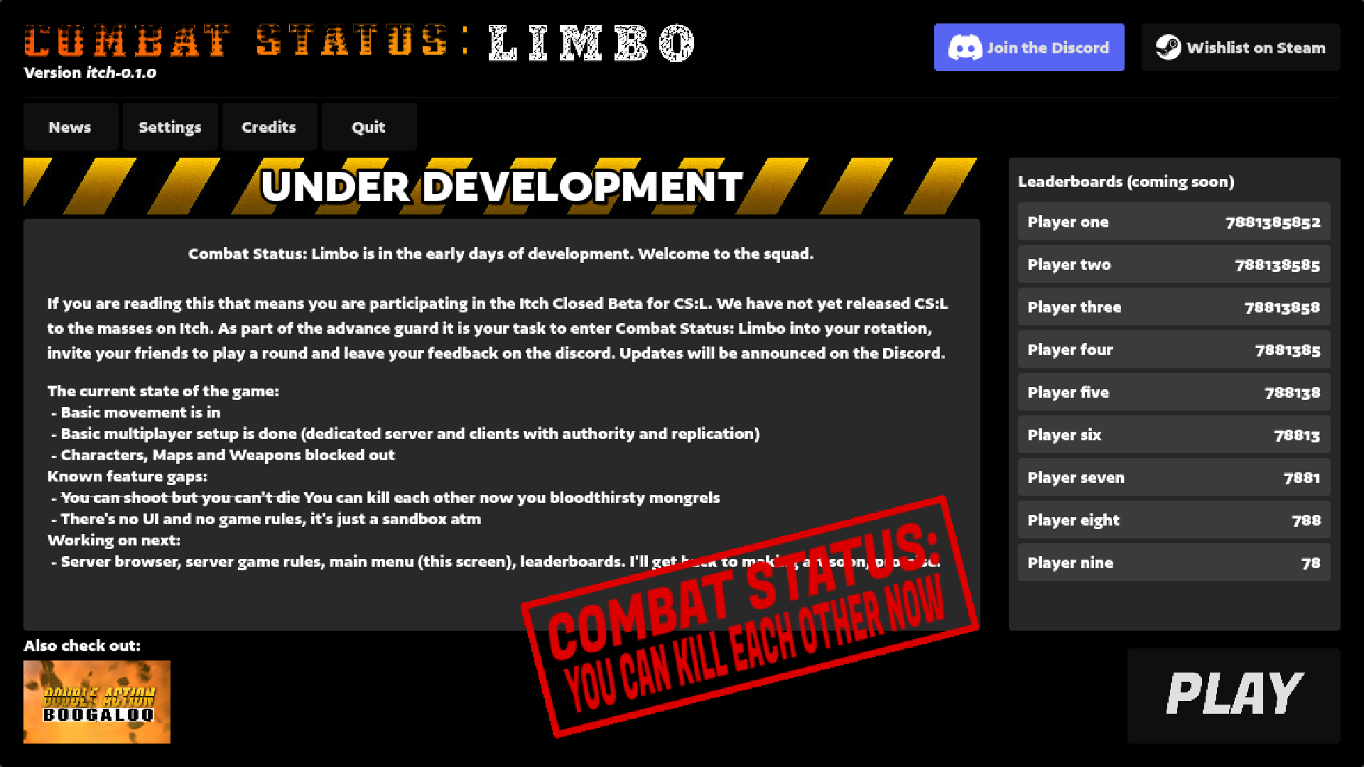 website screenshot of https://combatstatuslimbo.com/