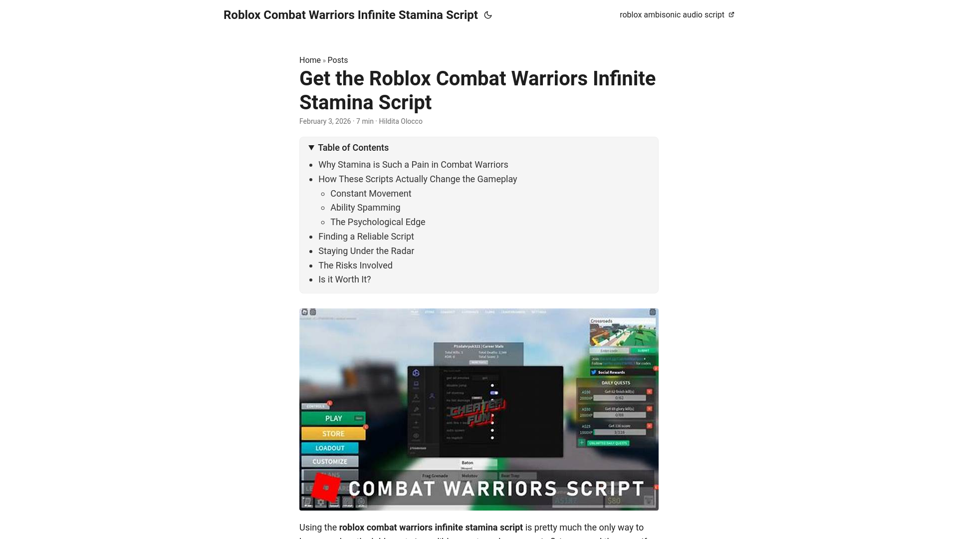website screenshot of https://roblox-combat-warriors-infinite-stamina-script.pages.dev/