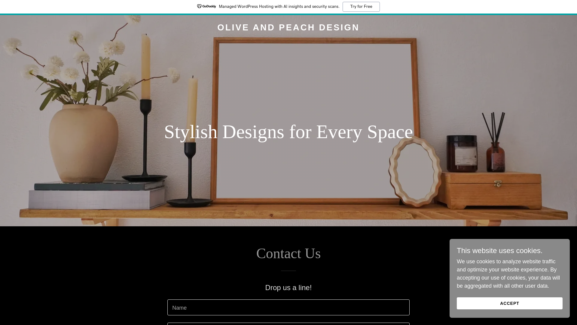 website screenshot of https://oliveandpeachdesign.com/