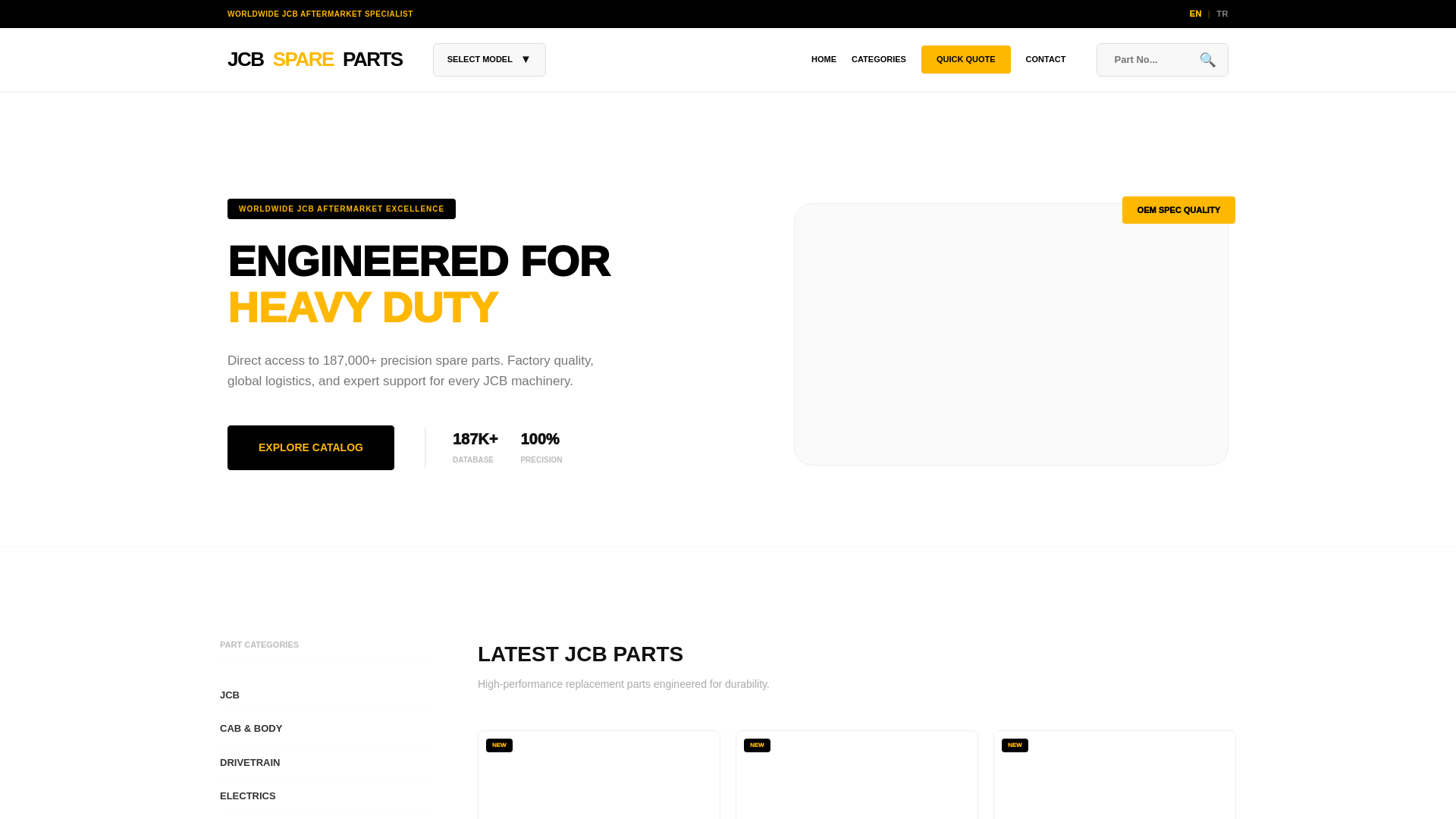 website screenshot of https://alljcbparts.online