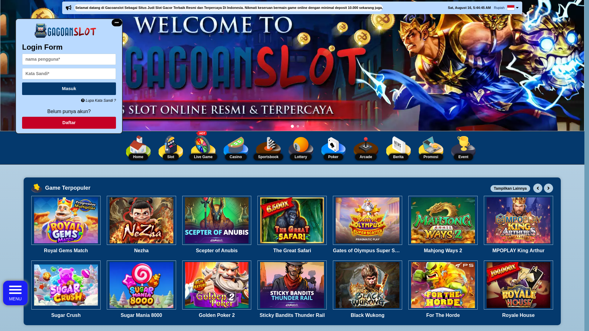 website screenshot of https://gacoanslott.store/