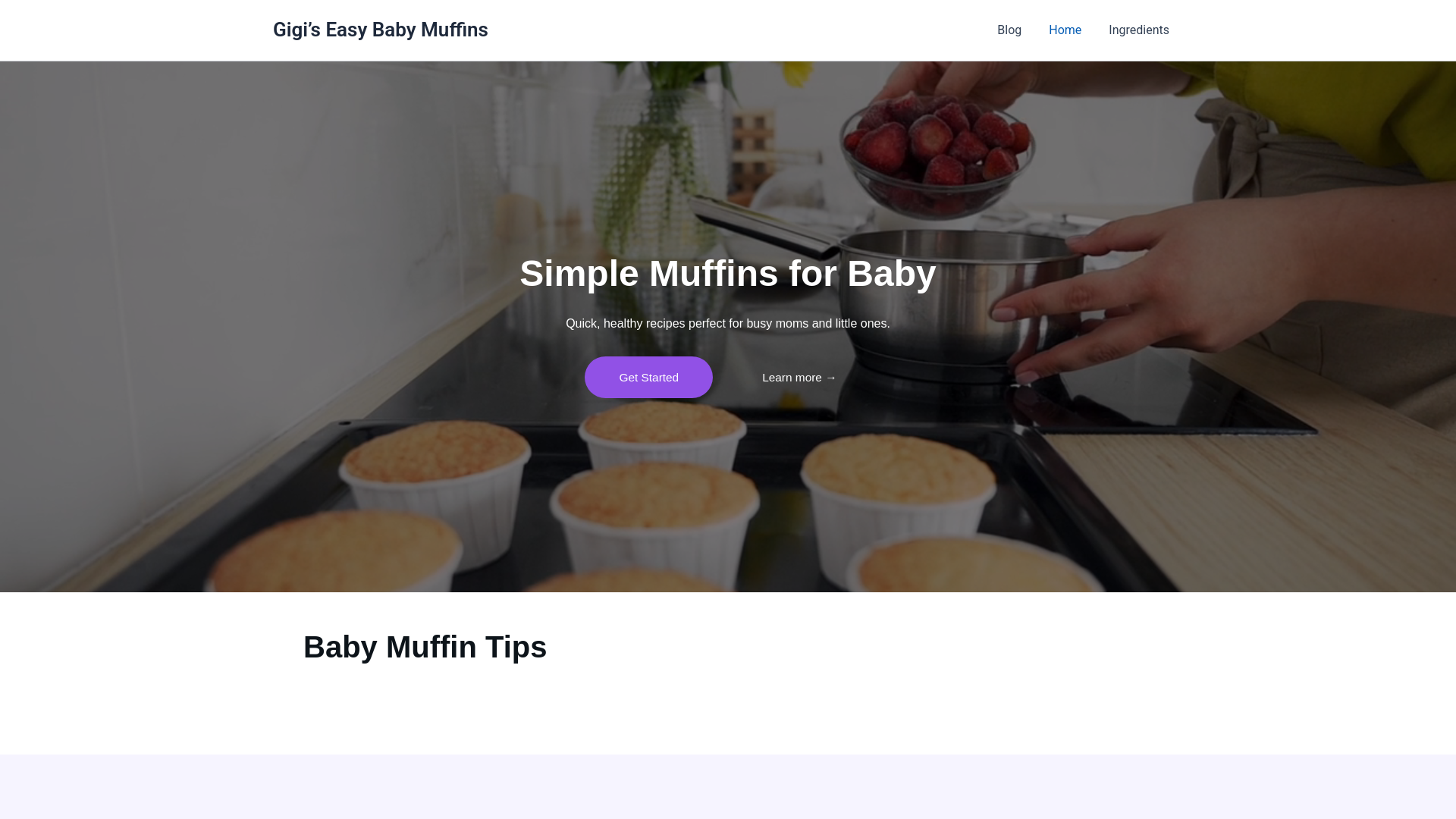 website screenshot of https://gigiseasybabymuffins.com/