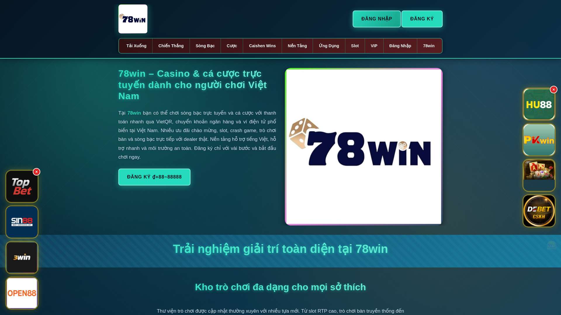 website screenshot of https://78winmot.com/