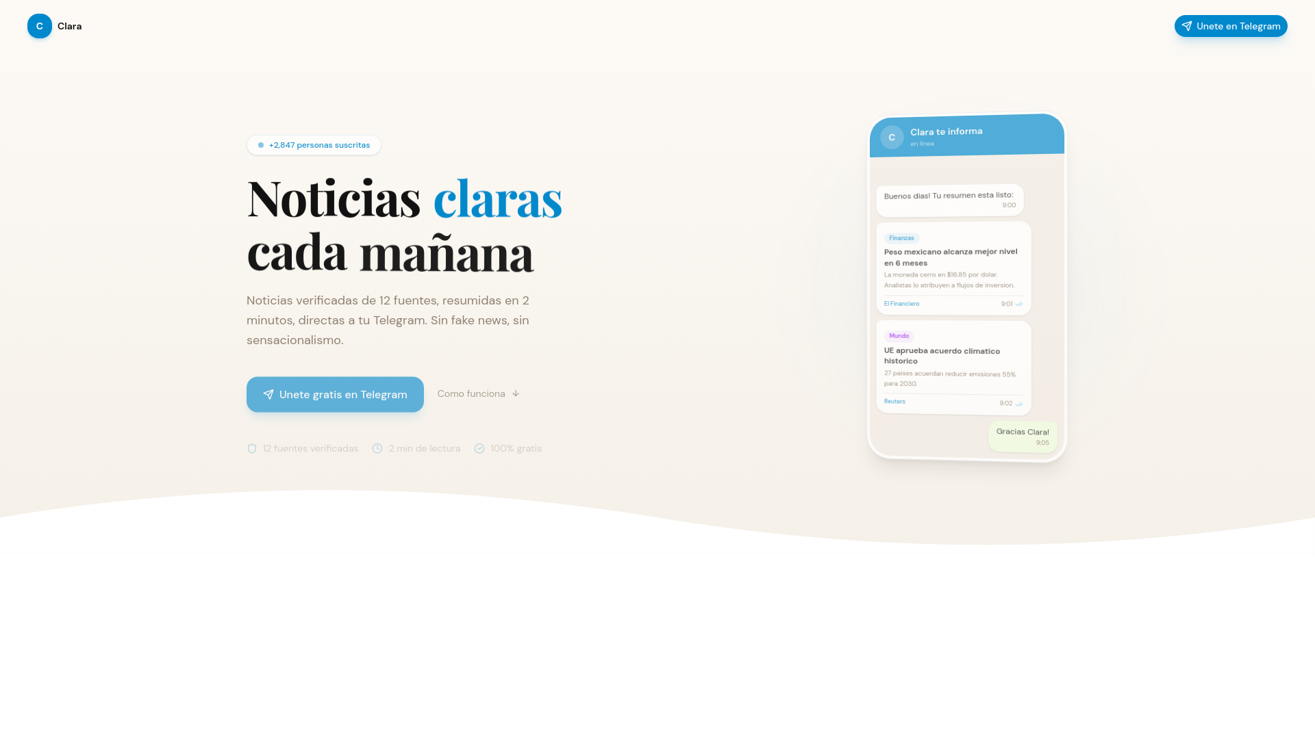 website screenshot of https://clarateinforma.com/