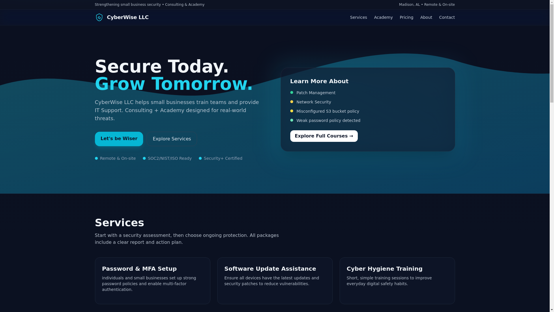website screenshot of https://cyberwisellc.pages.dev/