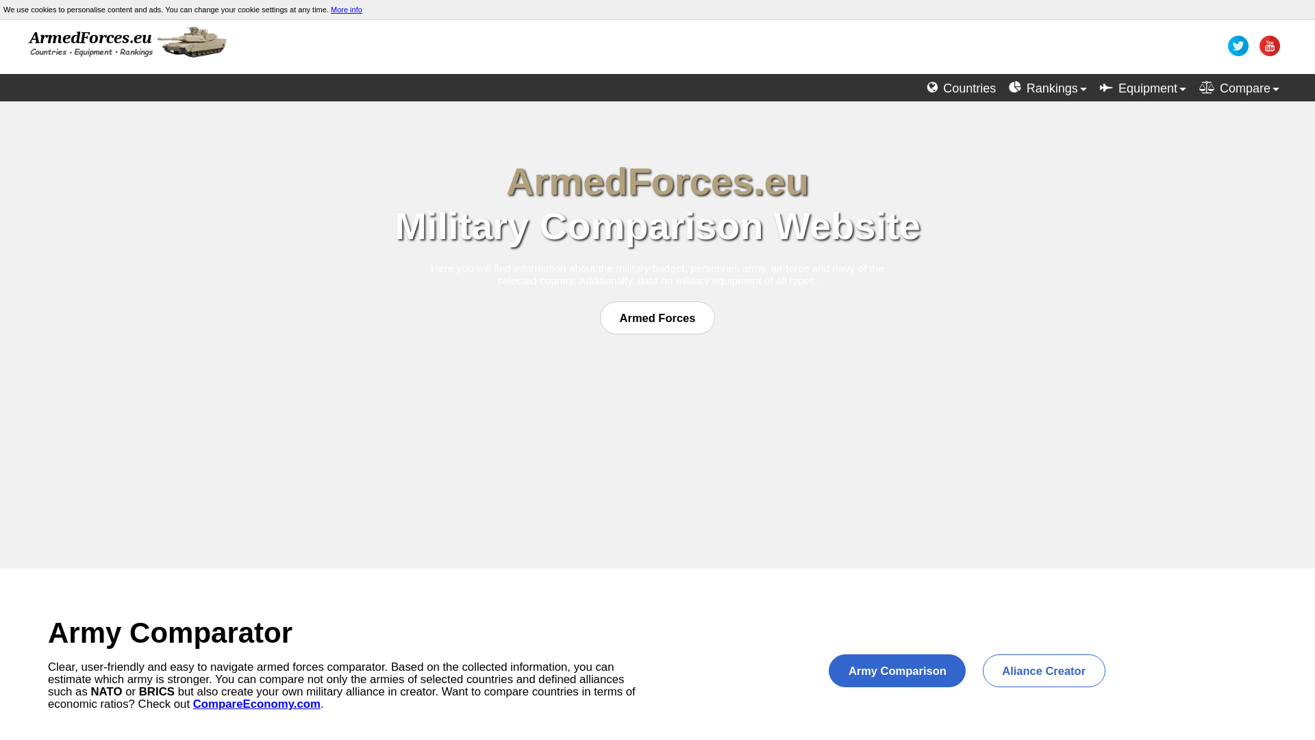 website screenshot of https://armedforces.eu