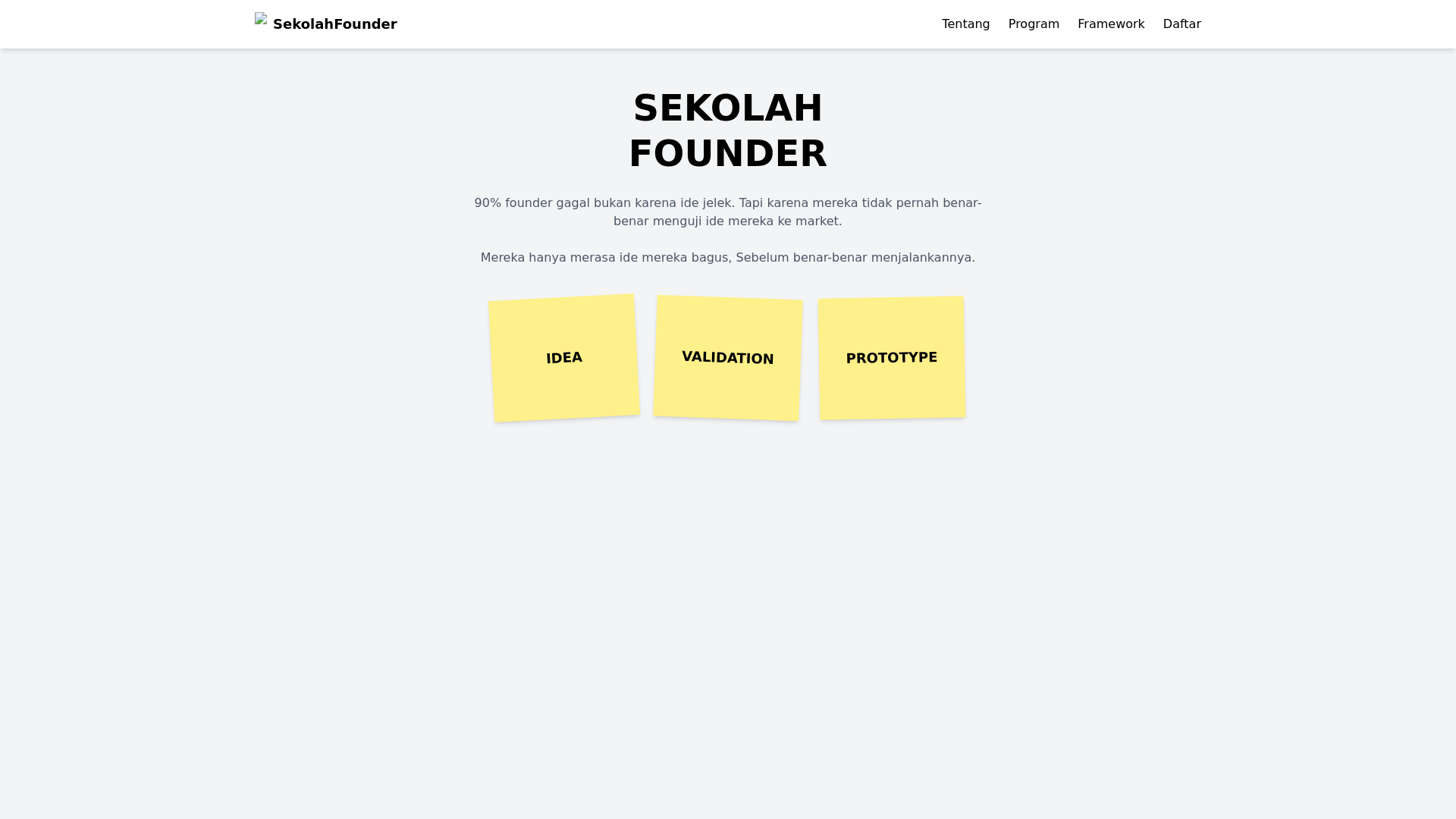website screenshot of https://sekolahfounder.com/