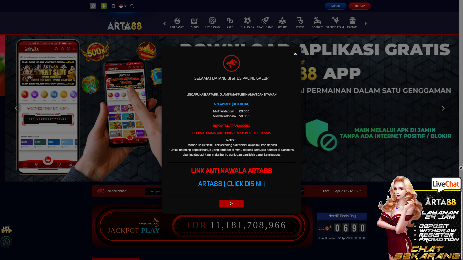 website screenshot of https://linkarta88.com/