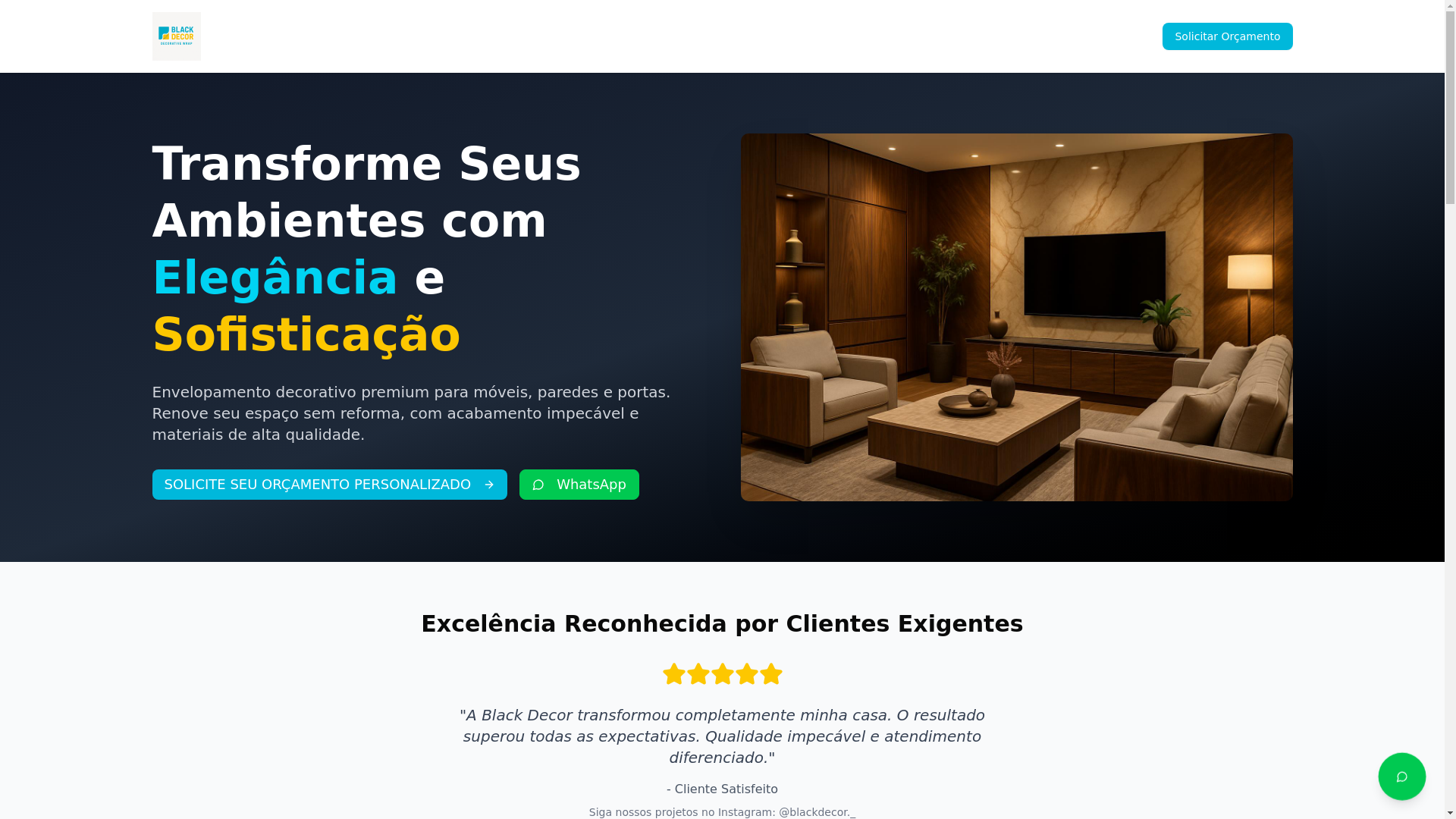 website screenshot of https://blackdecors.com.br/