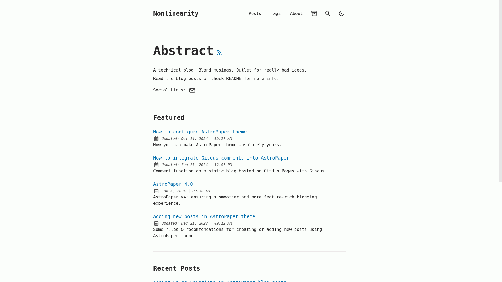 website screenshot of https://nonlinearity.pages.dev/