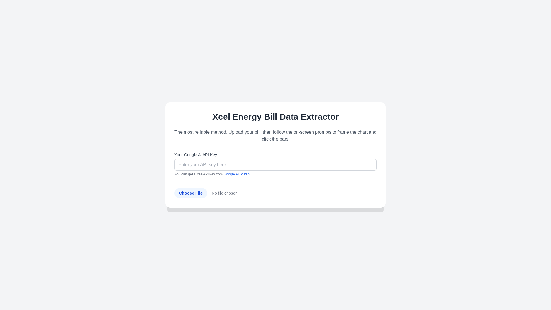 website screenshot of https://xcel-bill-reader.pages.dev/