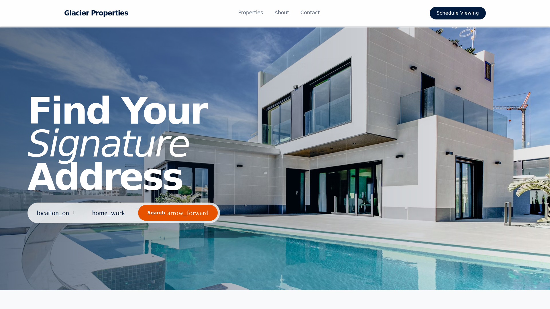 website screenshot of https://glacierproperties.in