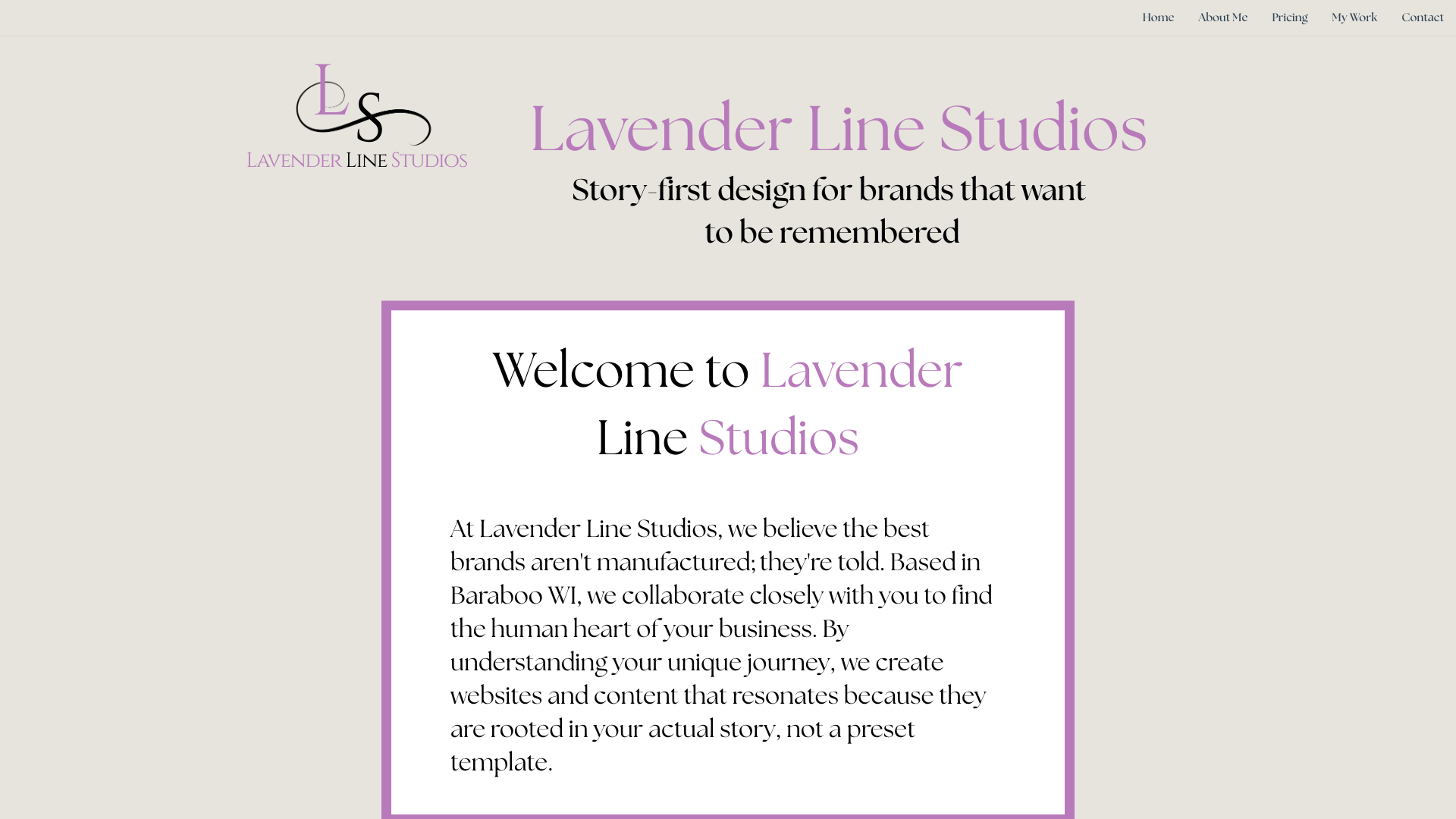 website screenshot of https://lavenderlinestudios.com/