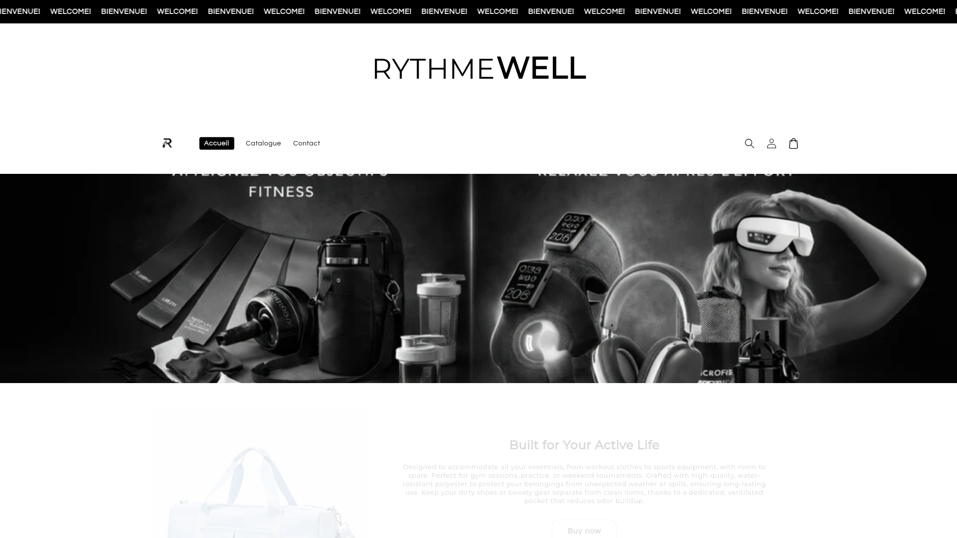 website screenshot of https://rythmewell.store/