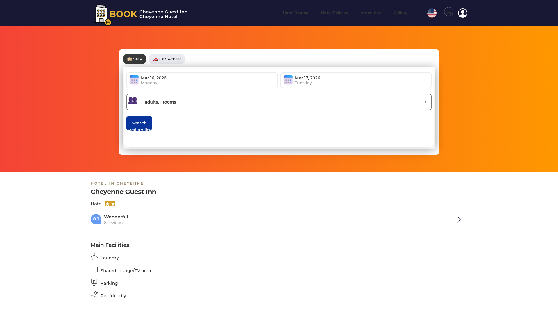 website screenshot of https://cheyenneguestinn.site/