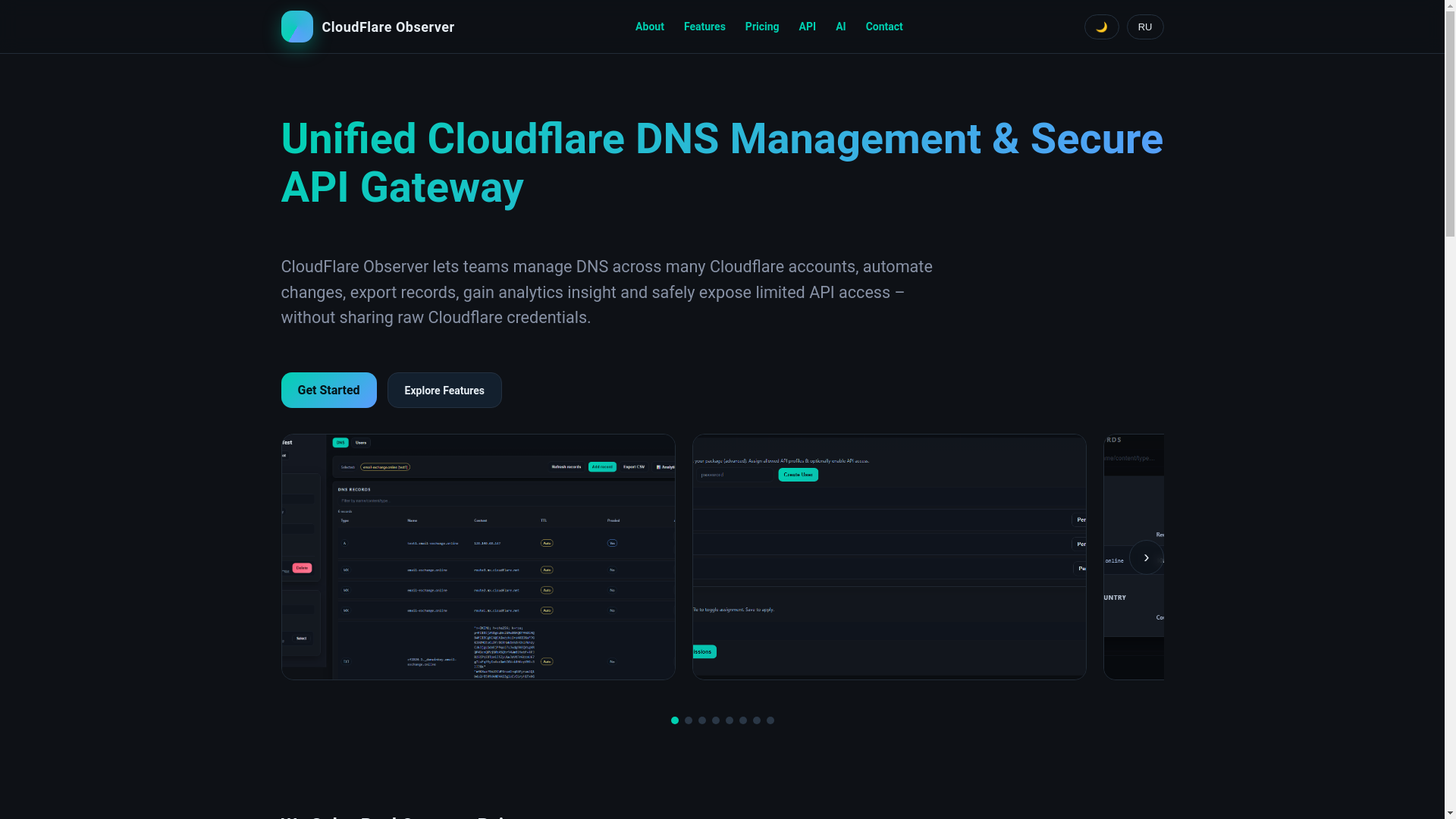 website screenshot of https://cloudflare-observer.pages.dev/