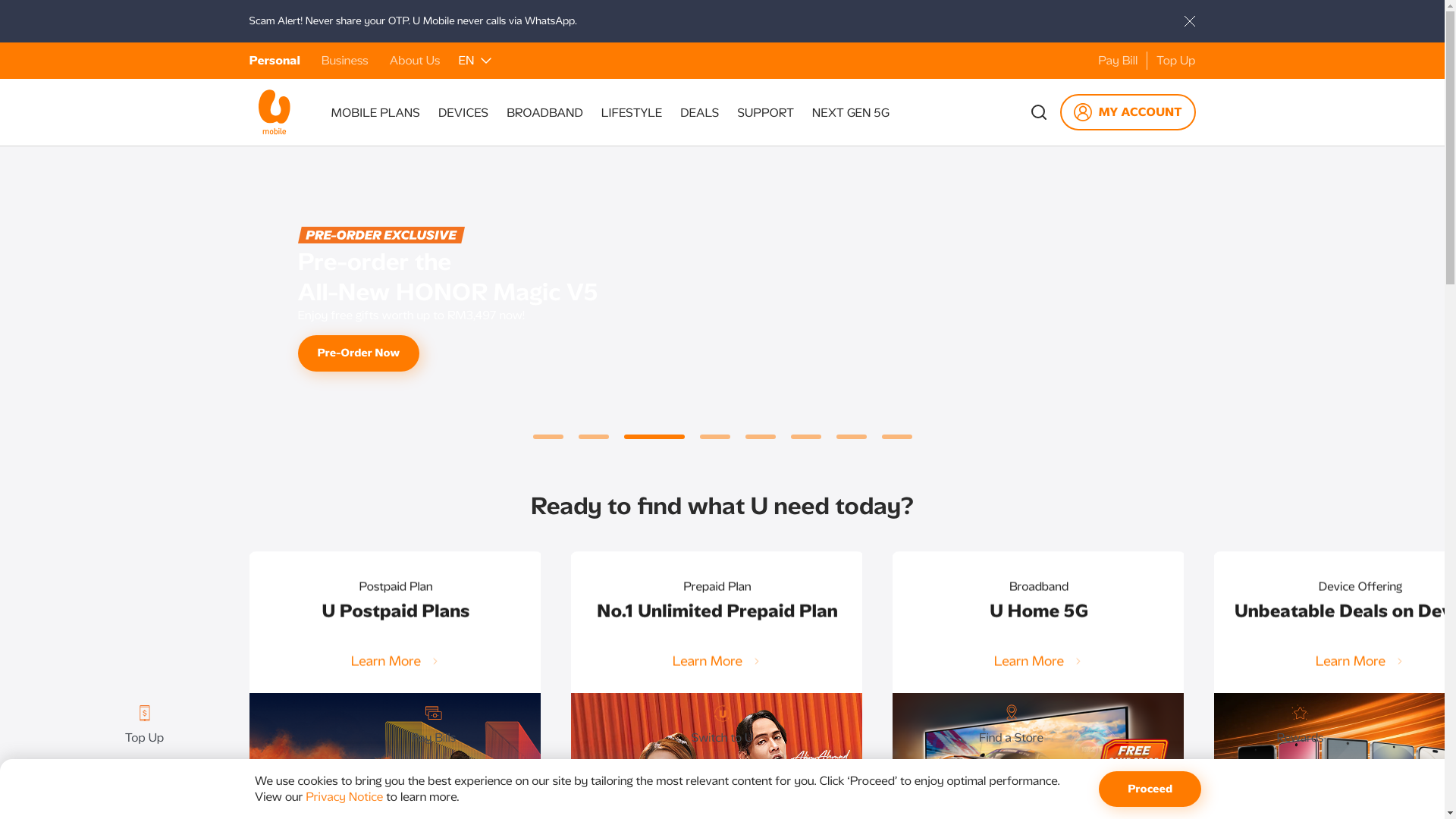 website screenshot of https://u.com.my