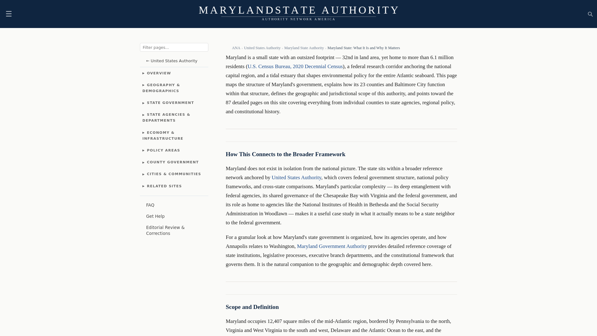 website screenshot of https://marylandstateauthority.com/
