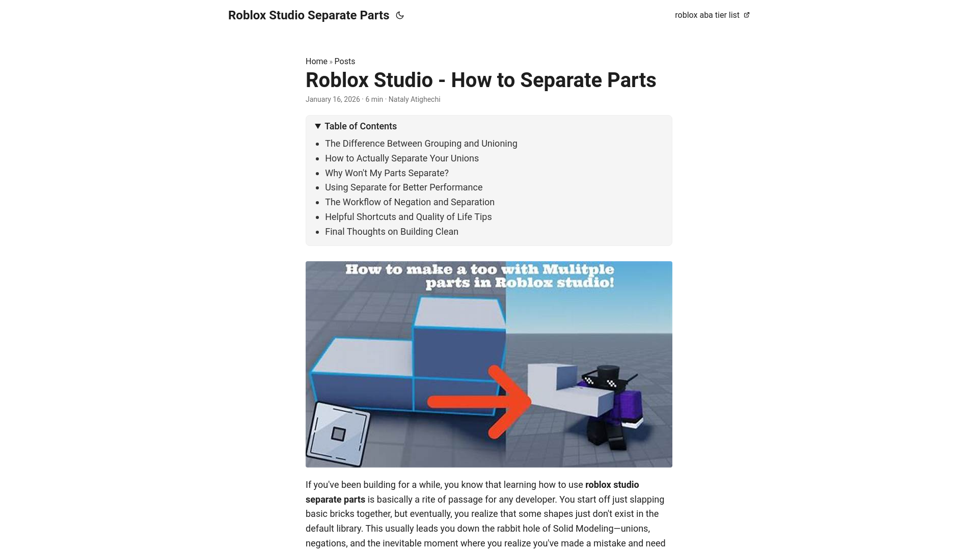 website screenshot of https://robloxstudioseparateparts.pages.dev/