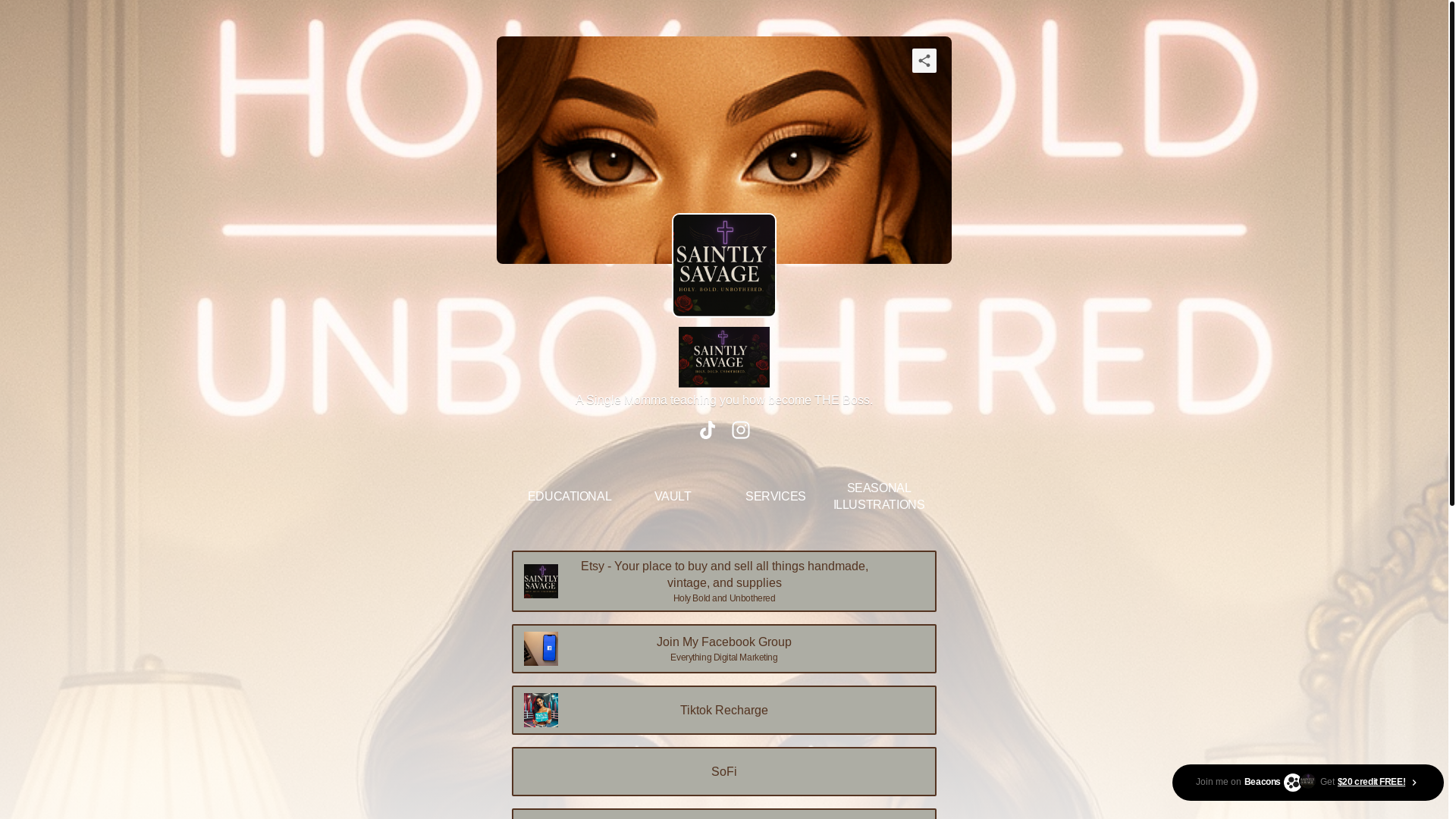 website screenshot of https://saintlysavageco.com/