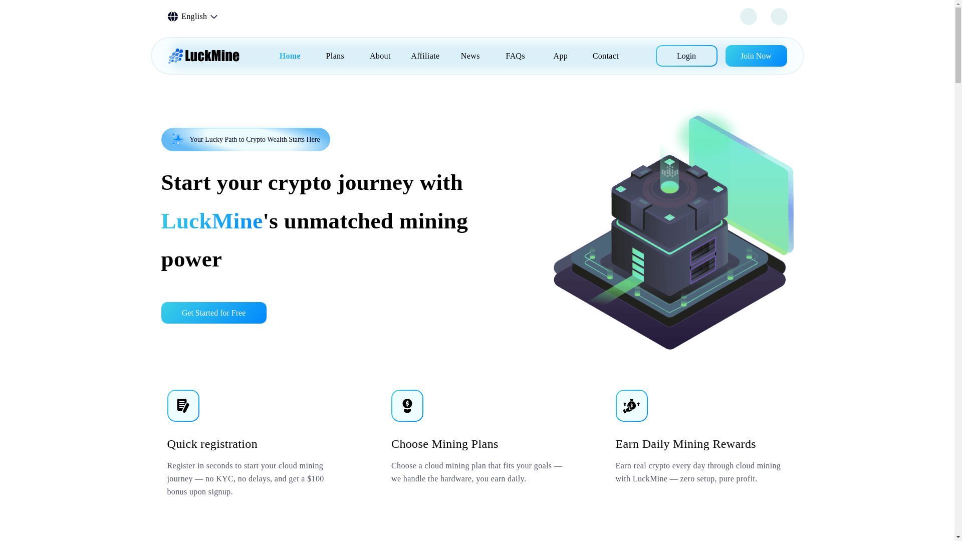 website screenshot of https://luckmine.io/