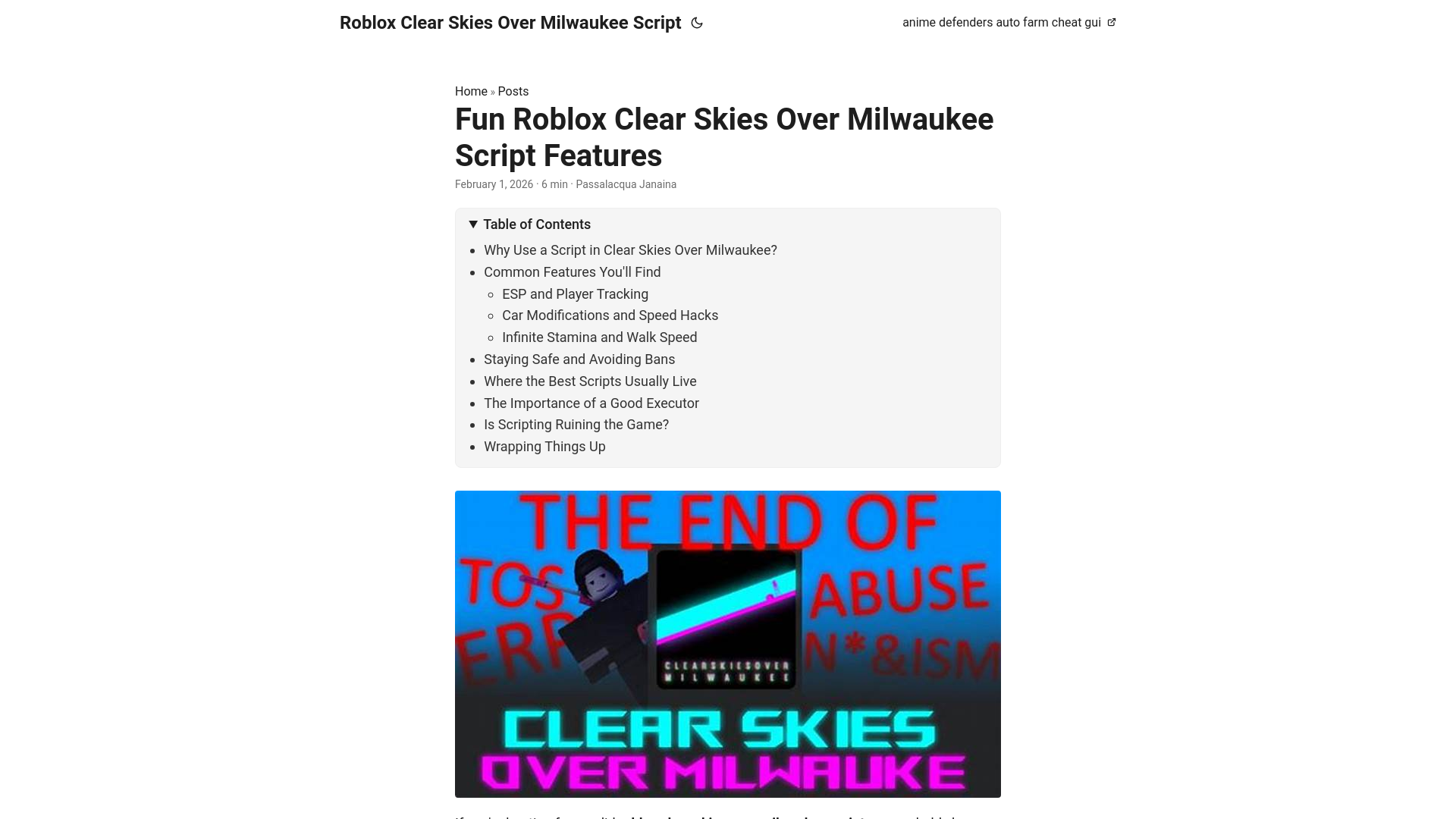website screenshot of https://roblox-clear-skies-over-milwaukee-script.pages.dev/