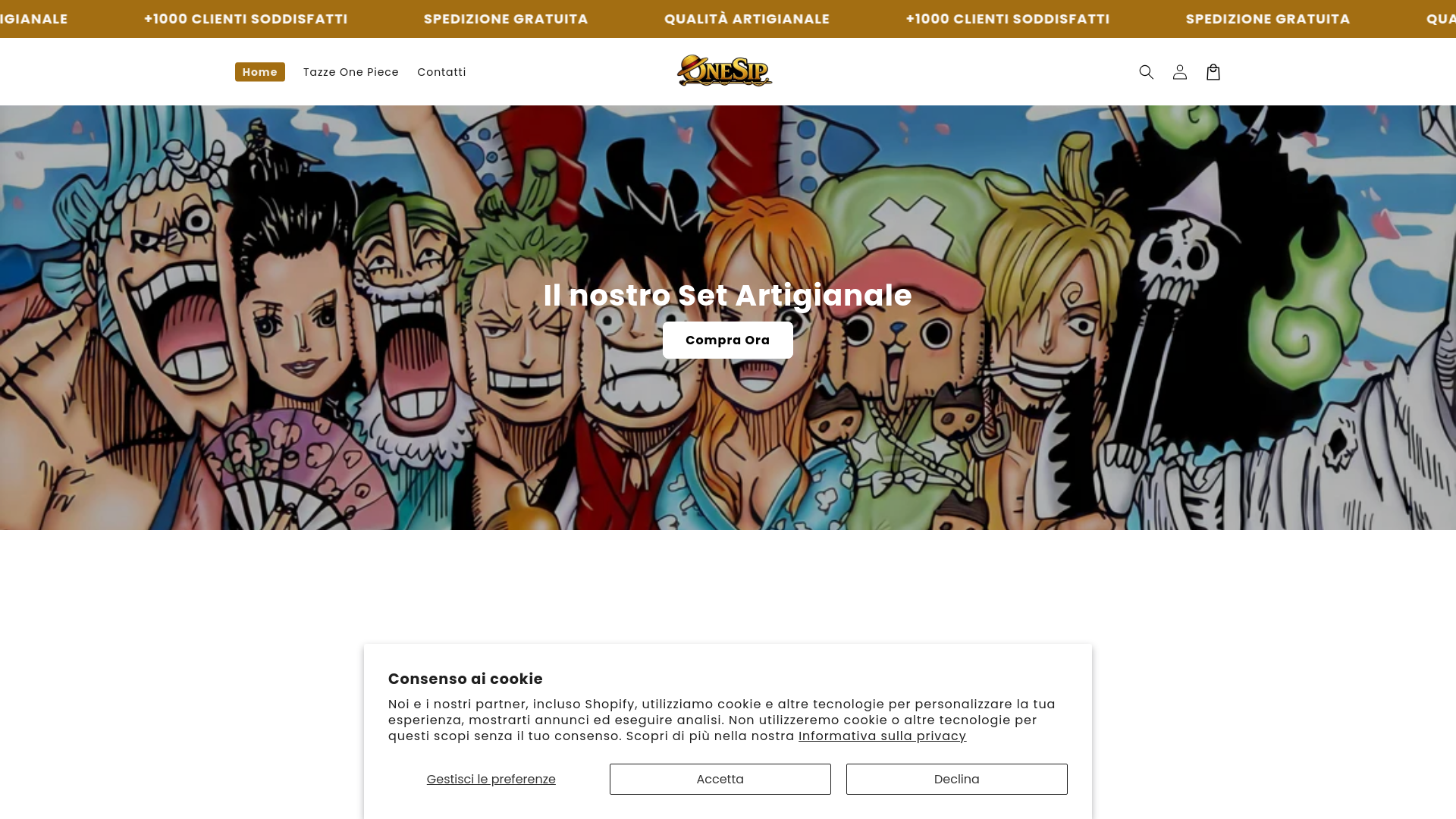 website screenshot of https://onesipstore.com