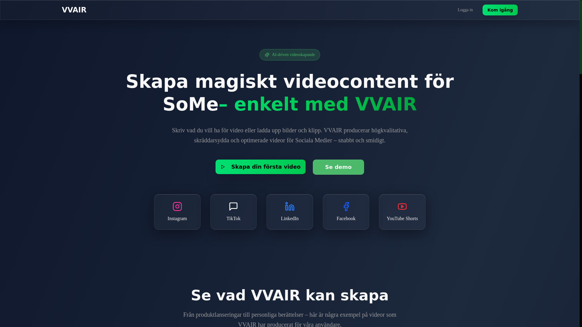 website screenshot of https://vvair.se/
