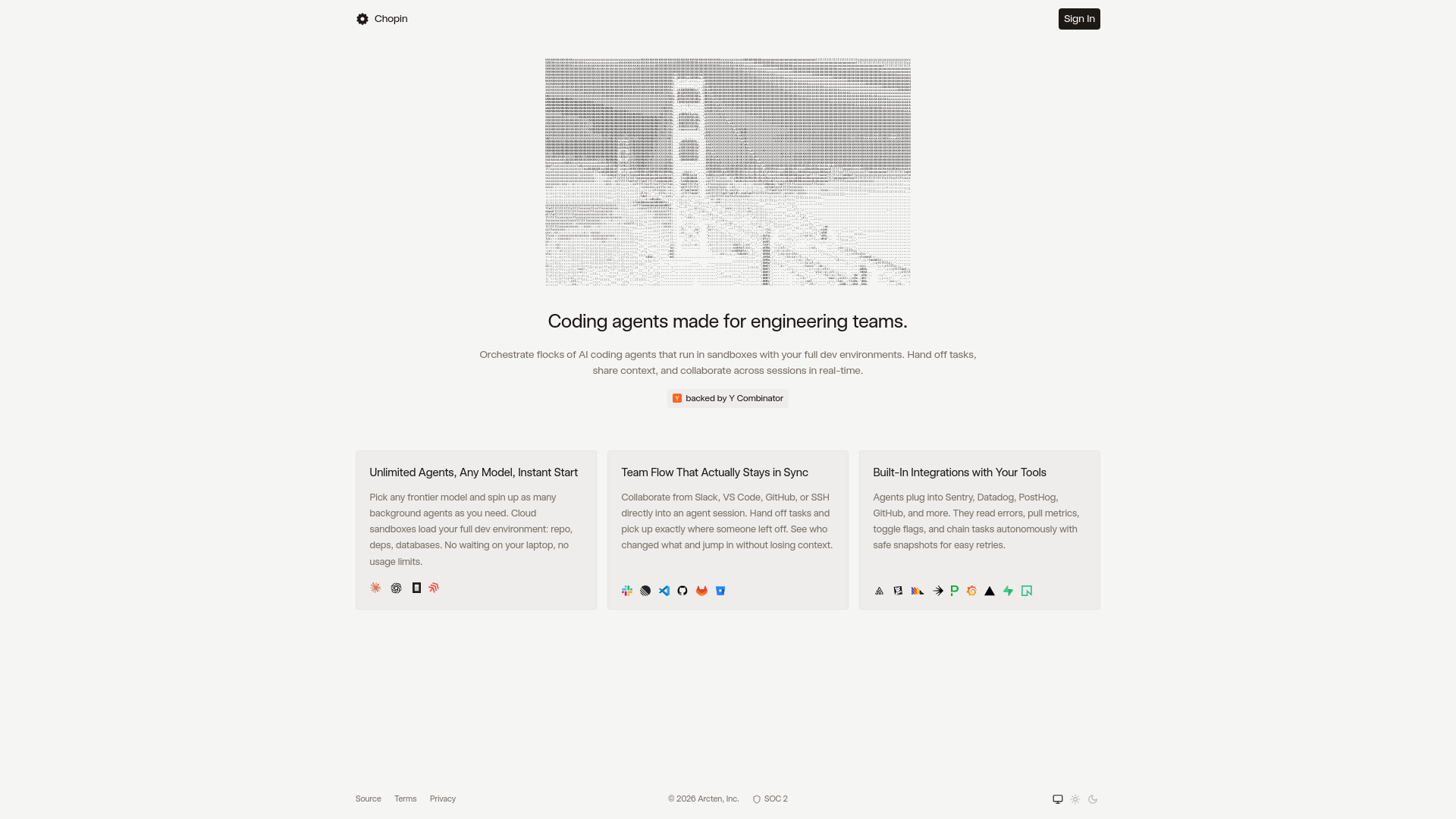 website screenshot of https://chopin.so/