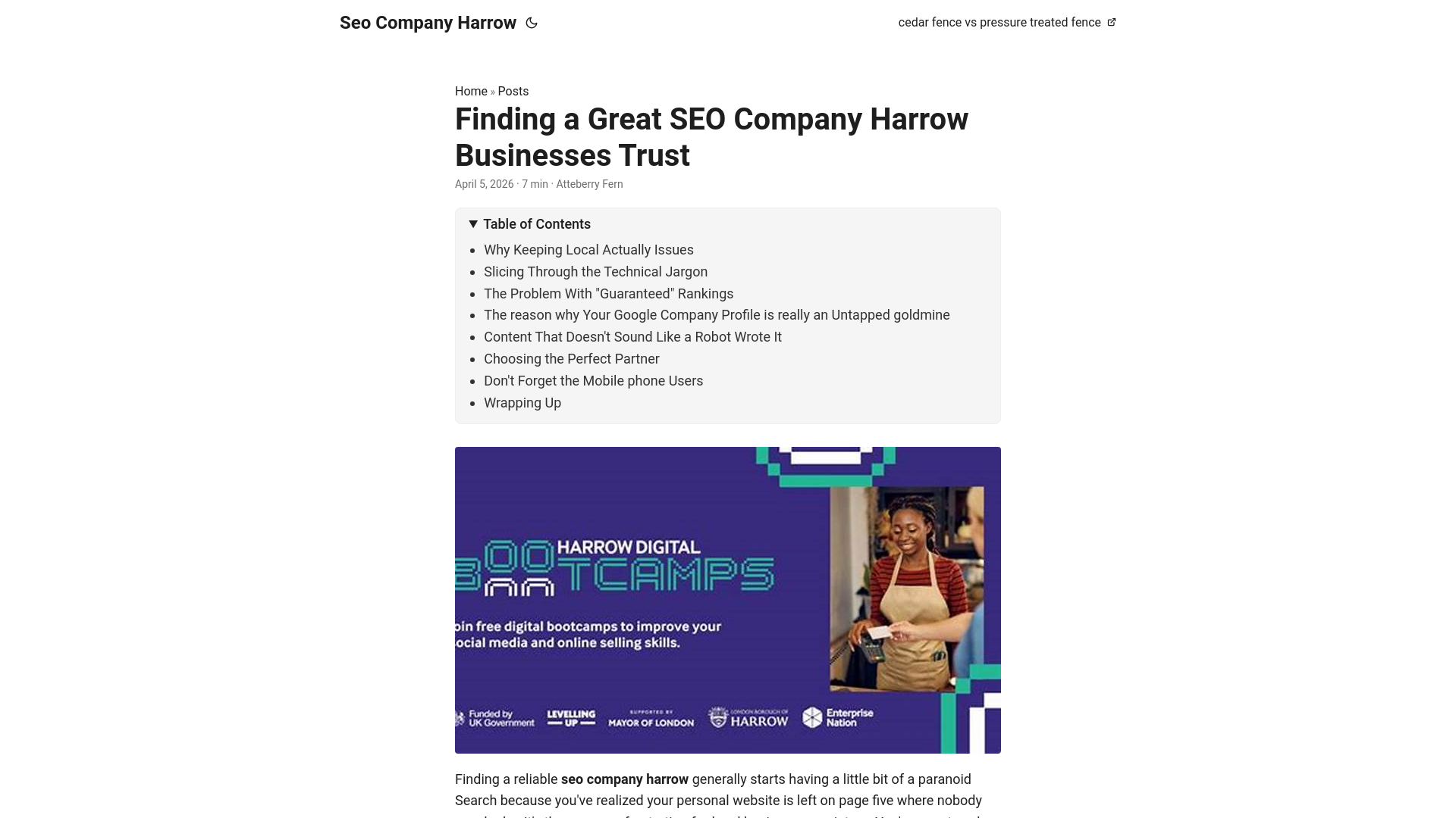 website screenshot of https://seo-company-harrow.pages.dev/