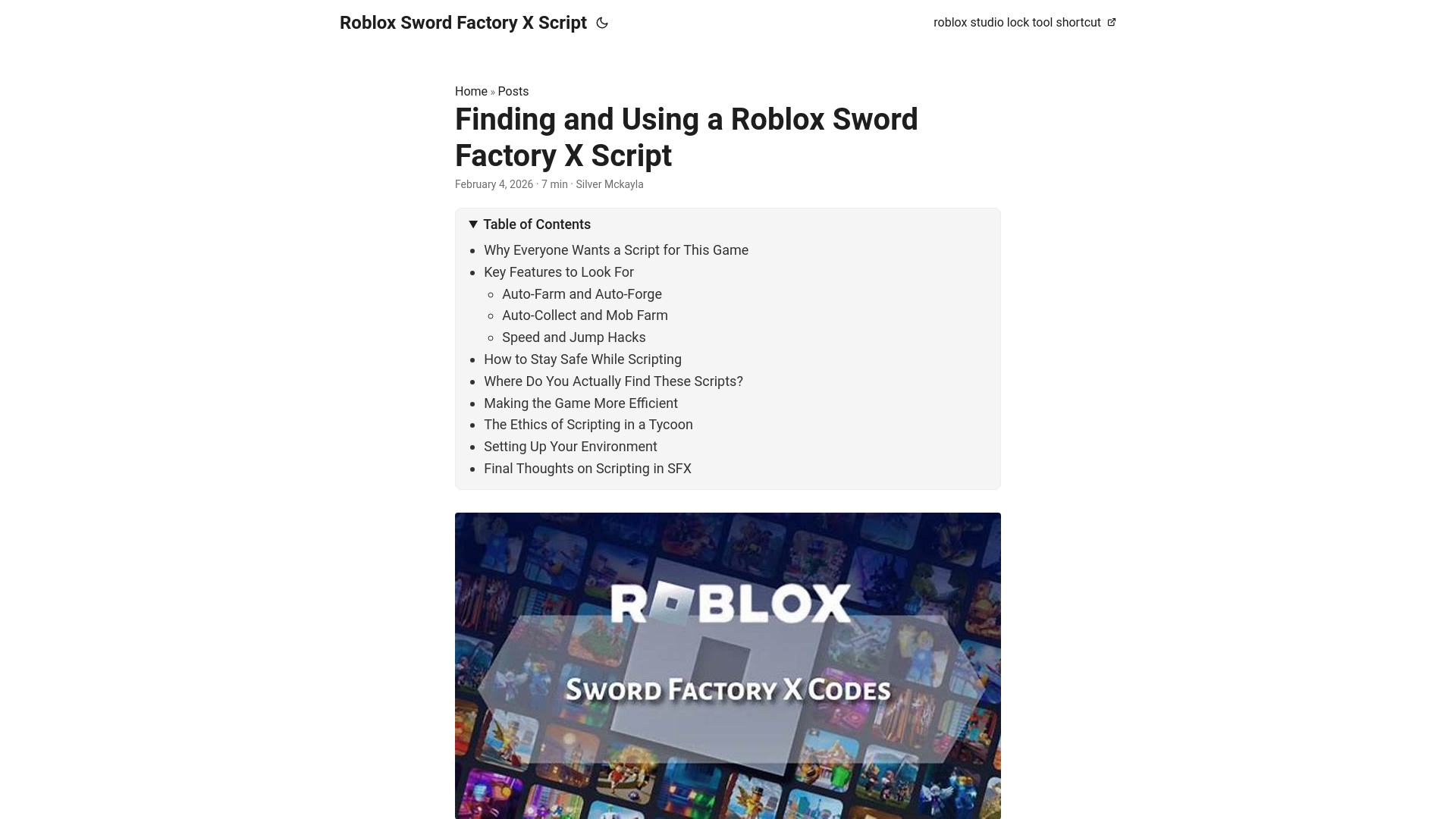 website screenshot of https://roblox-sword-factory-x-script.pages.dev/