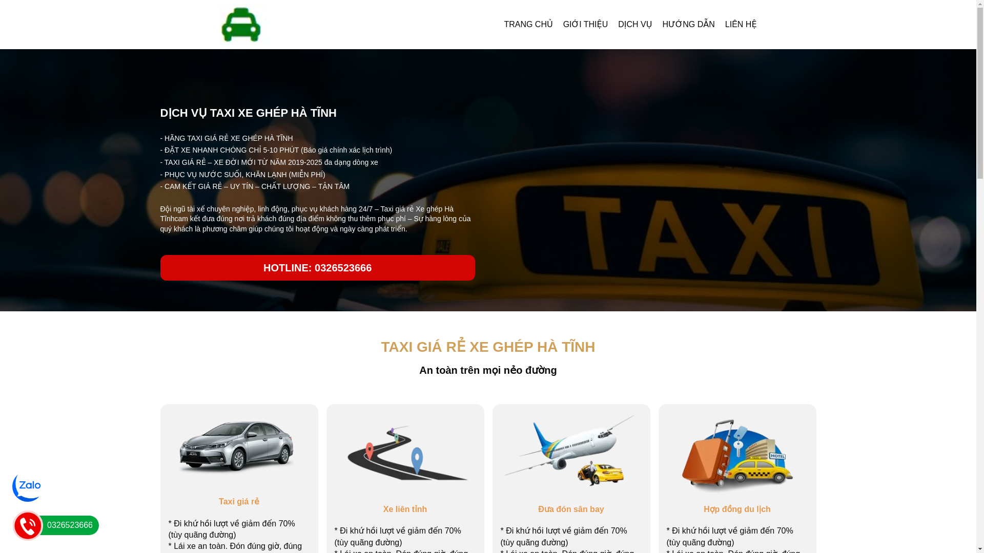 website screenshot of https://taxihatinh247.click/