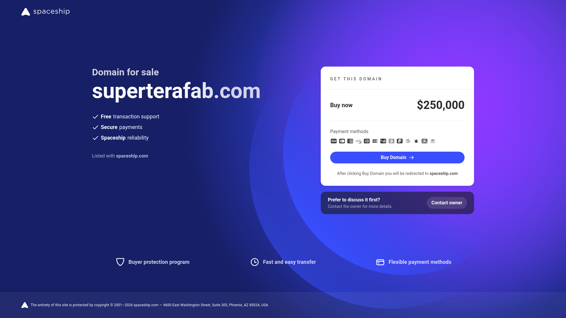 website screenshot of https://superterafab.com/