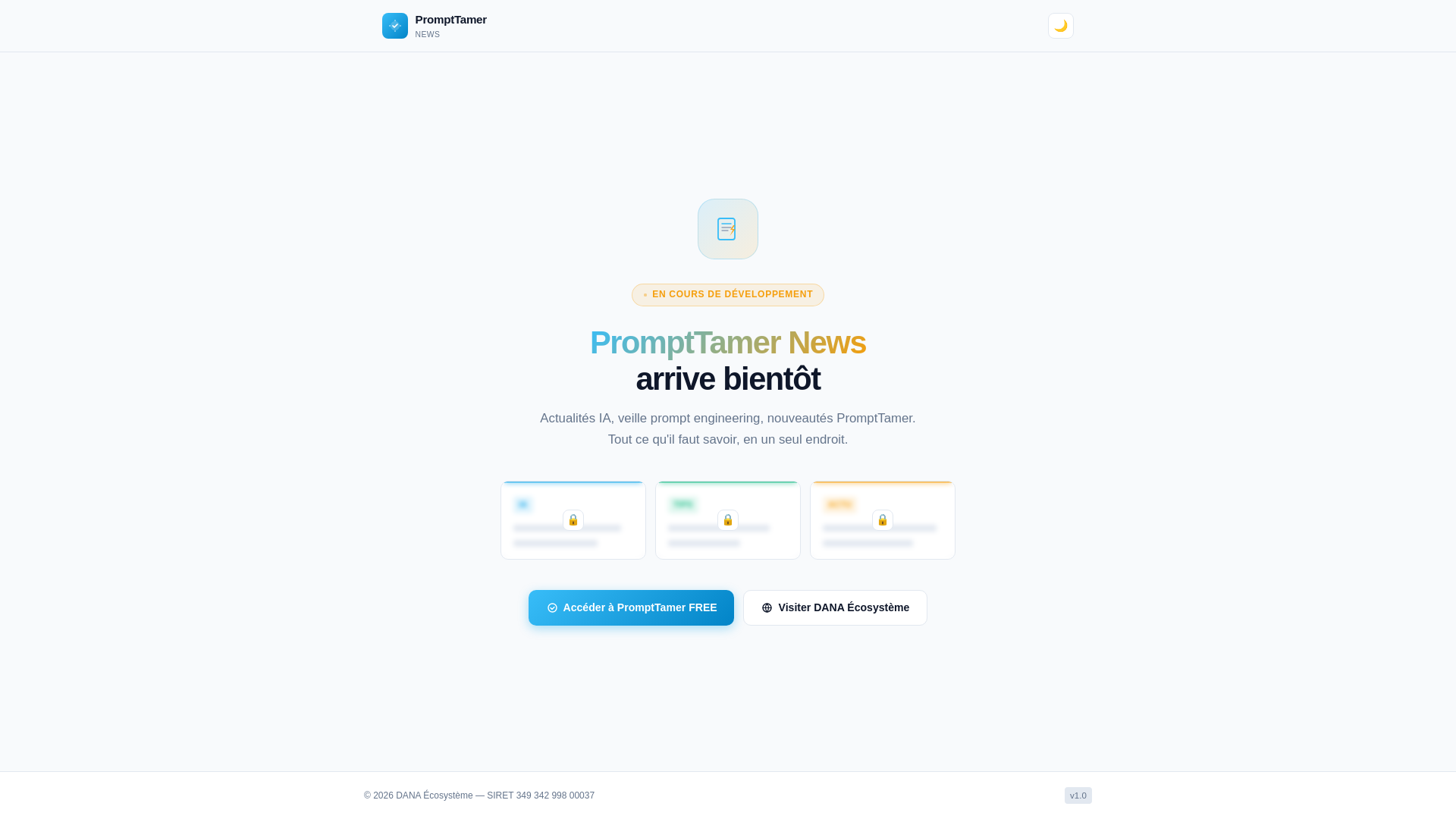 website screenshot of https://prompttamer-news.pages.dev/
