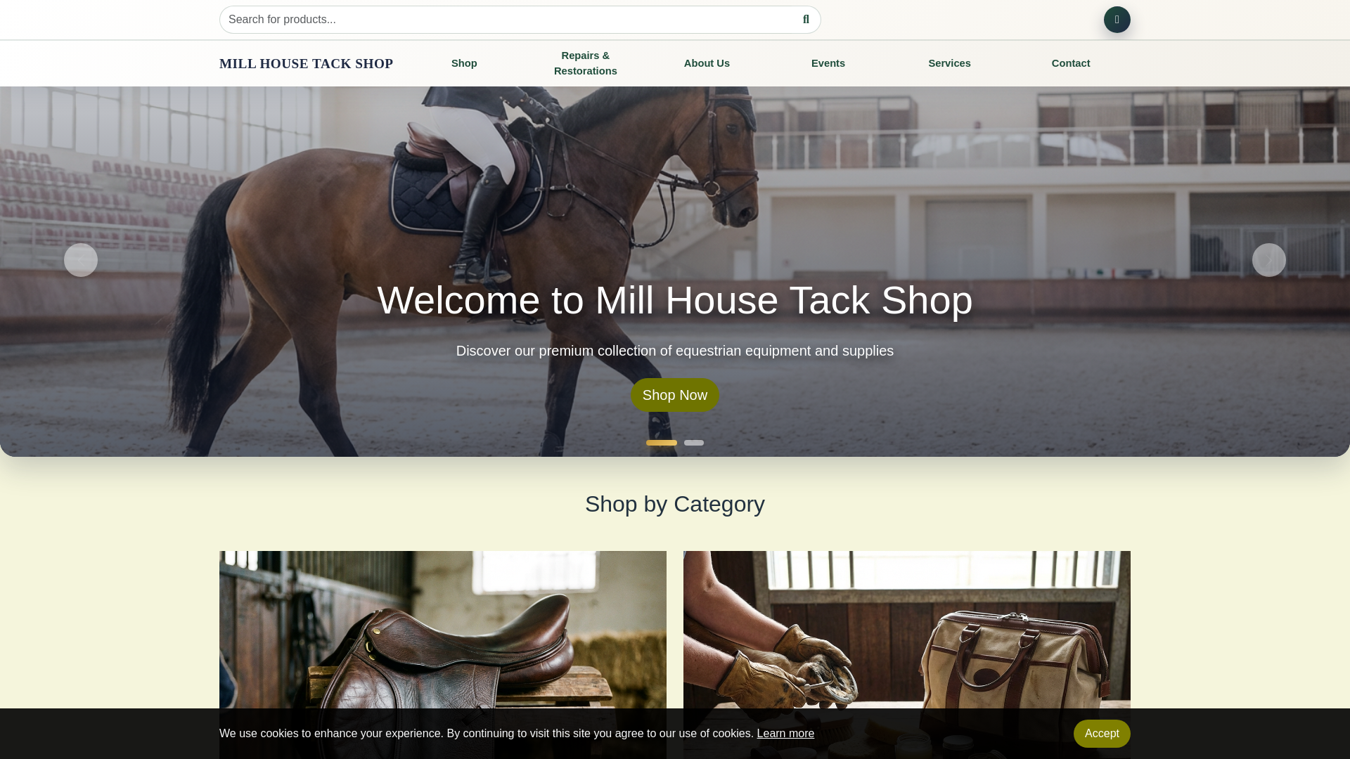 website screenshot of https://millhousetack.com