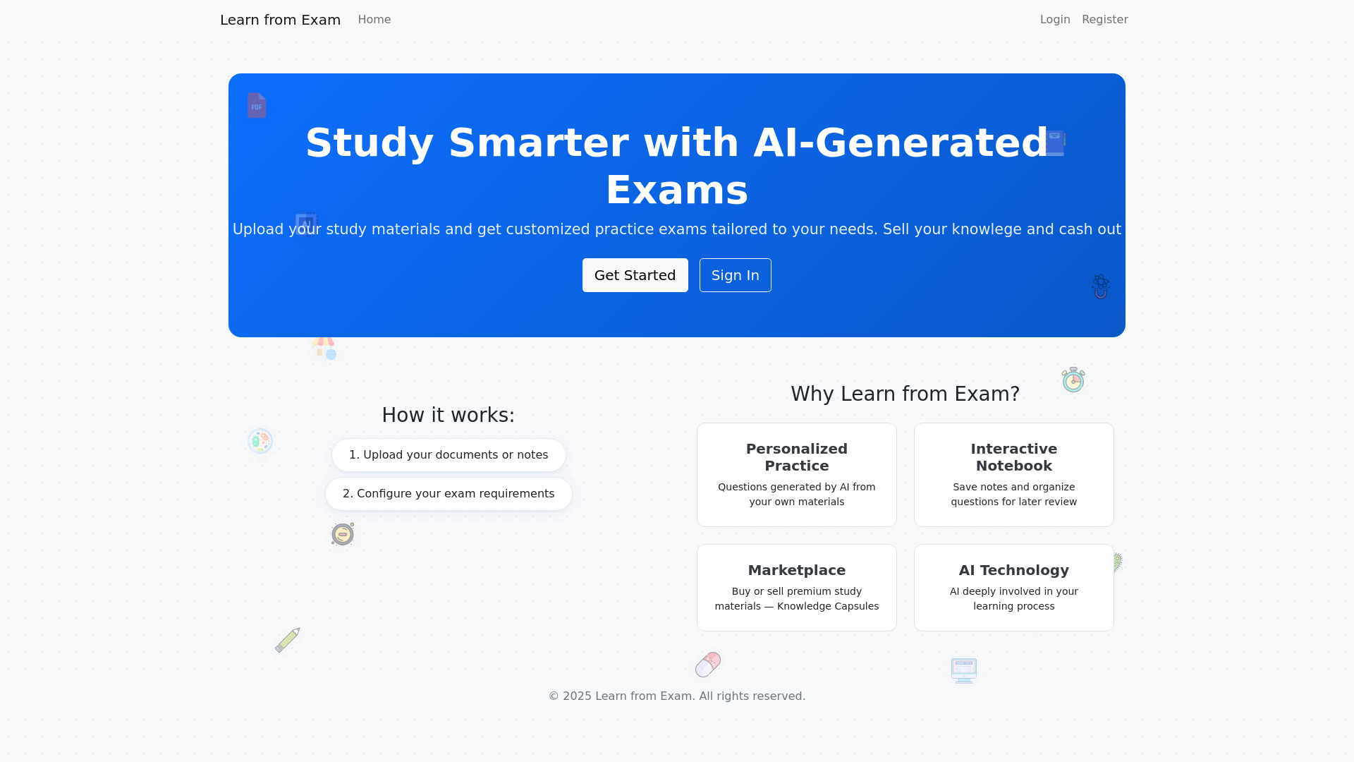website screenshot of https://learnfromexam.com/