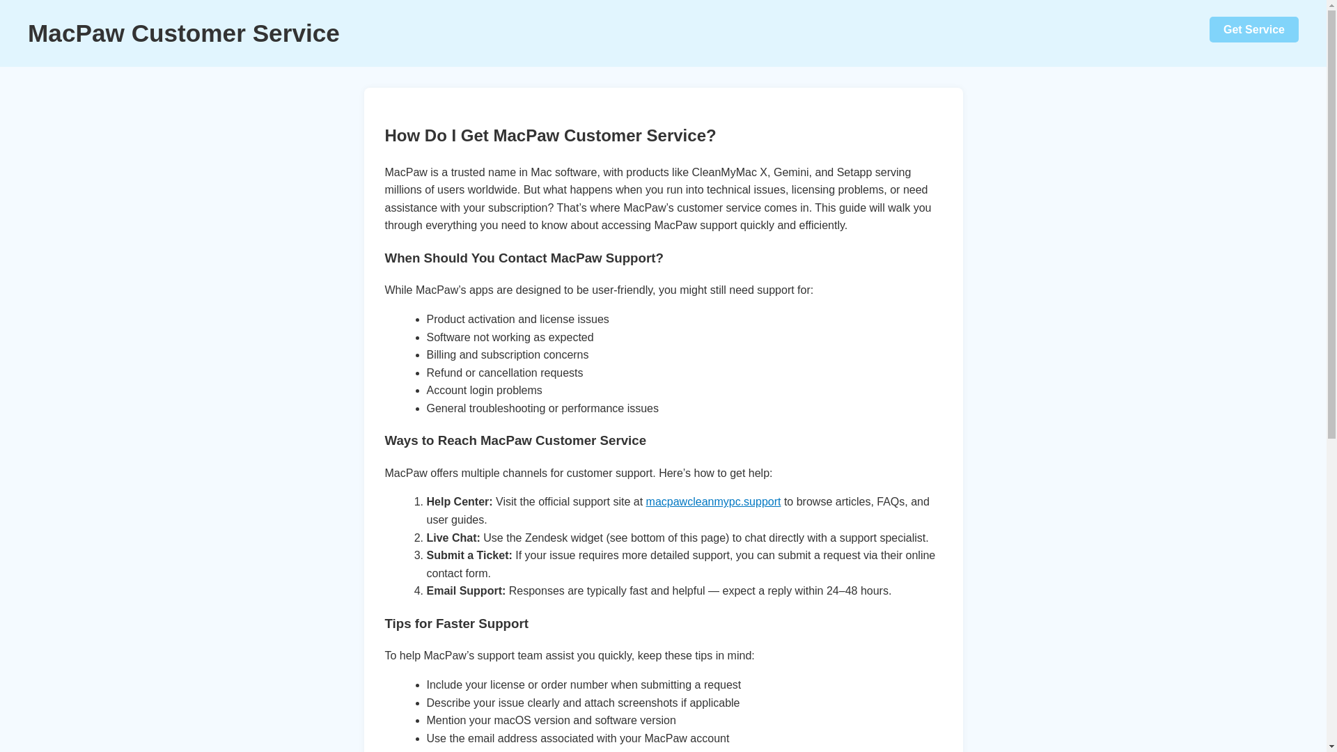 website screenshot of https://macpaw-customer-service.pages.dev/