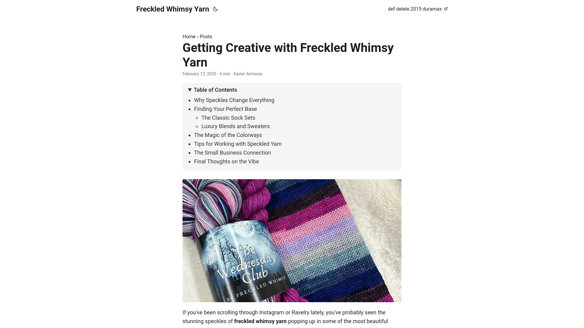 website screenshot of https://freckled-whimsy-yarn.pages.dev/