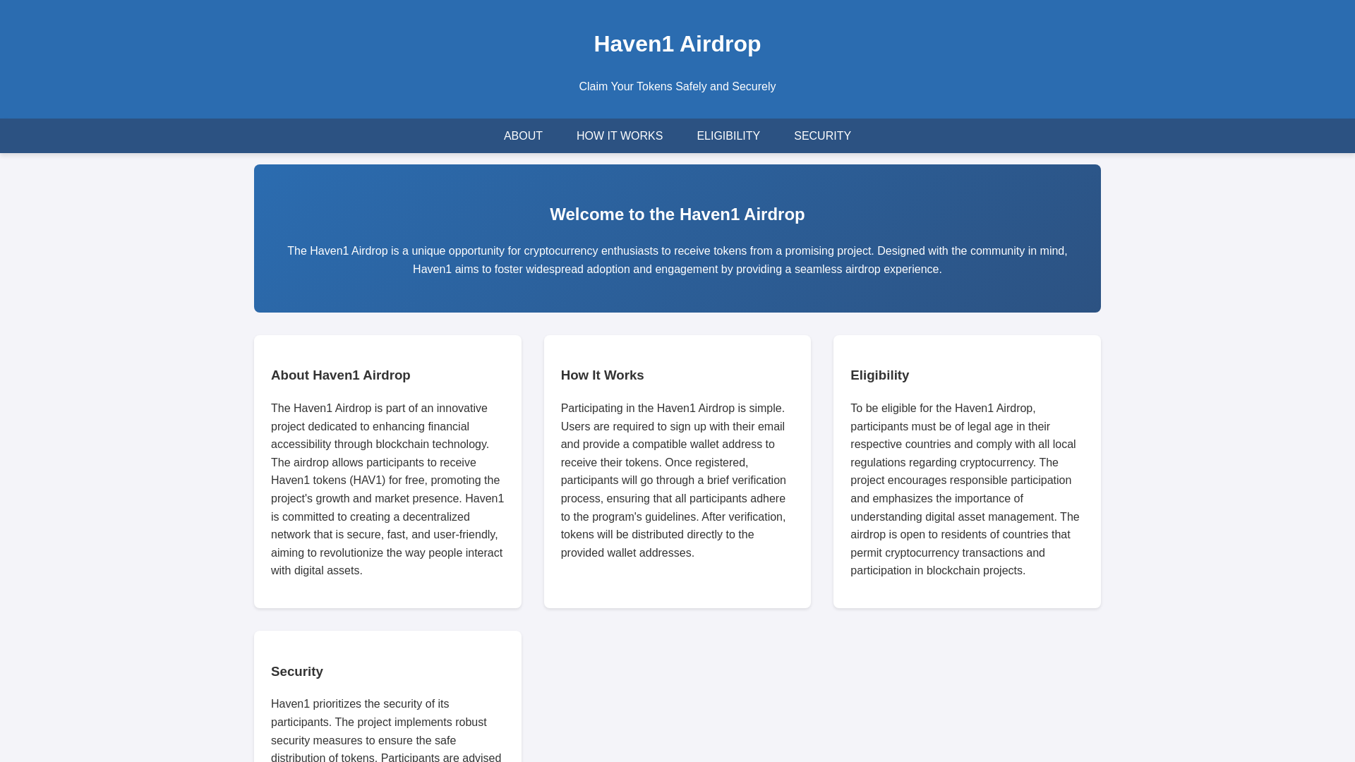 website screenshot of https://airdrop-haven1.live/