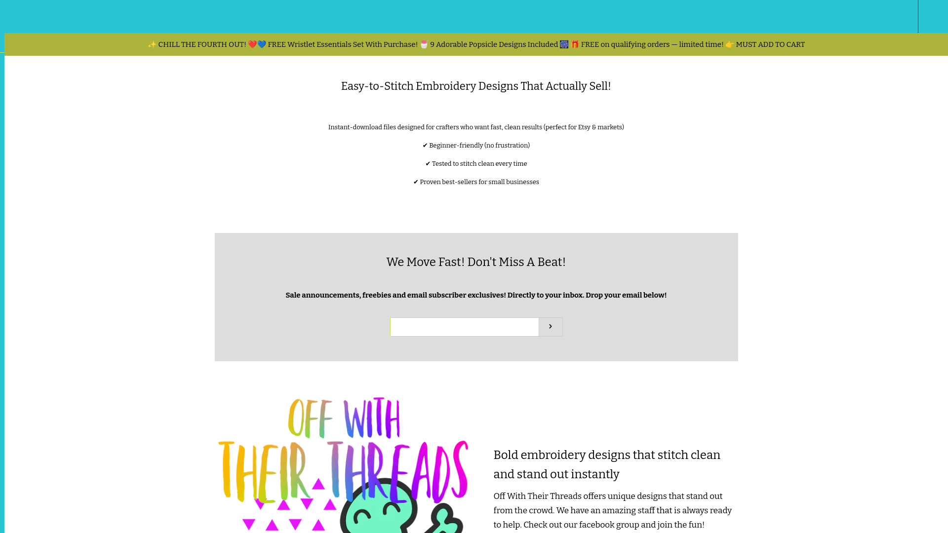 website screenshot of https://offwiththeirthreadsembroidery.com/