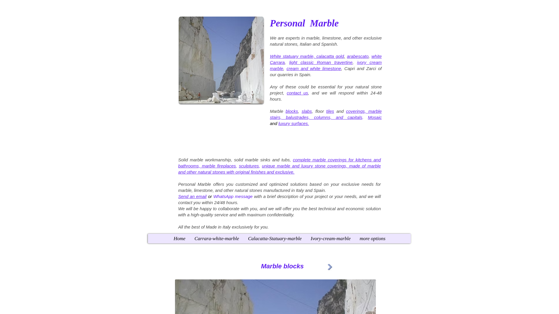 website screenshot of https://marmo-bianco-carrara-calacatta-statuario.com