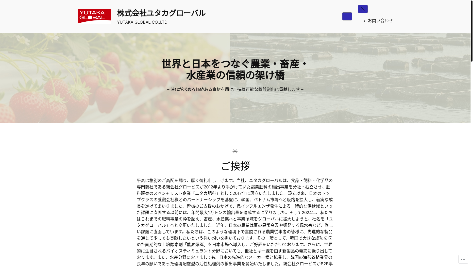 website screenshot of https://yutakaglobal.jp/