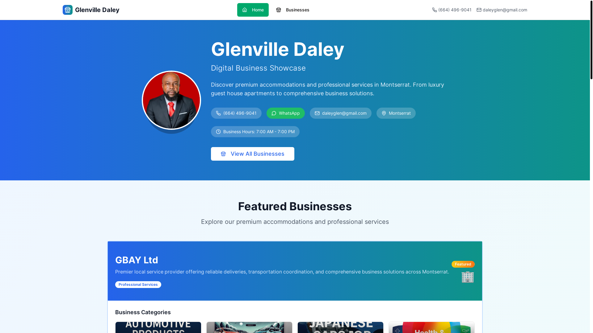 website screenshot of https://glencard.com/