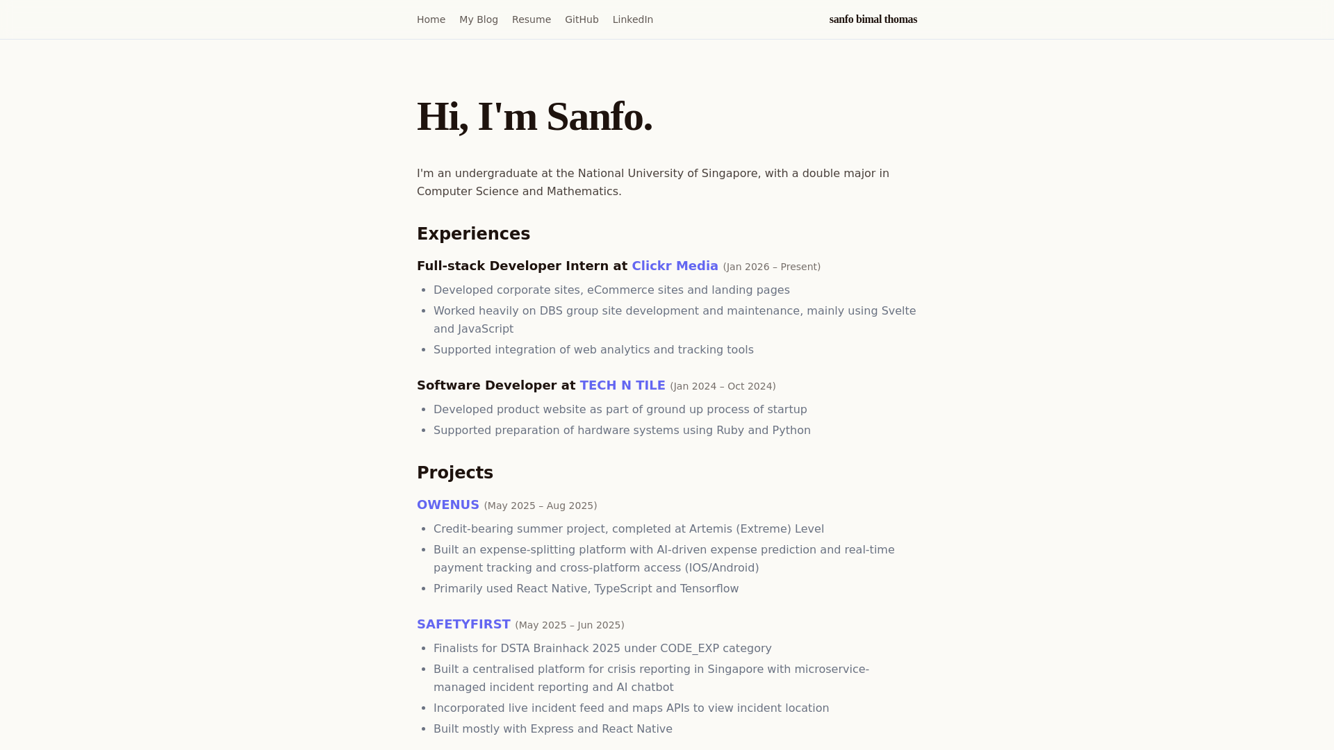 website screenshot of https://sanfo.me/