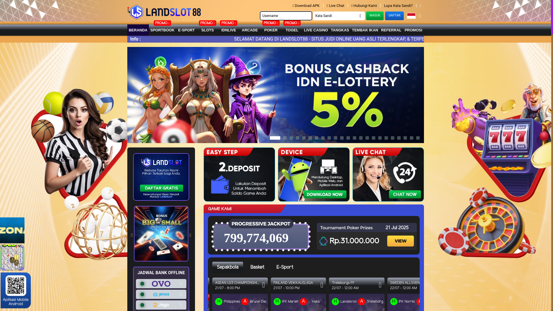 website screenshot of https://landslot88blue.me/