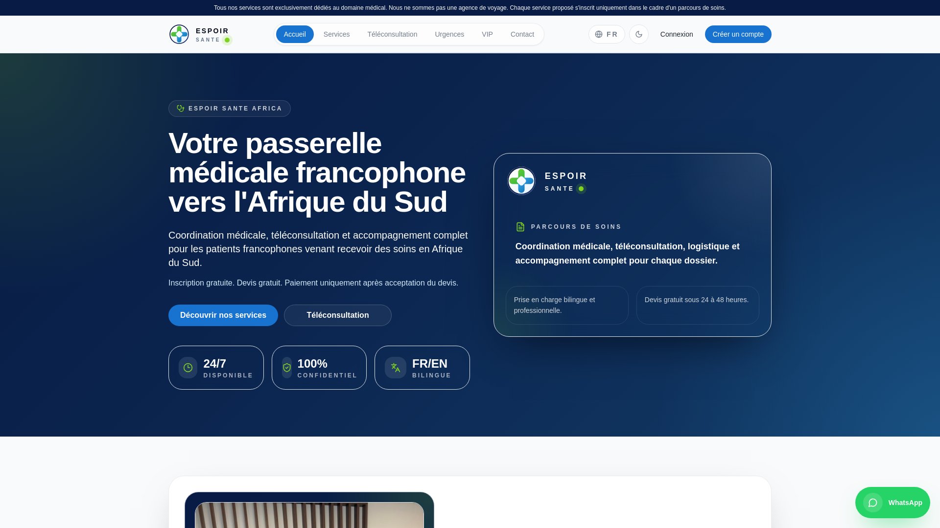 website screenshot of https://espoirsante.africa/