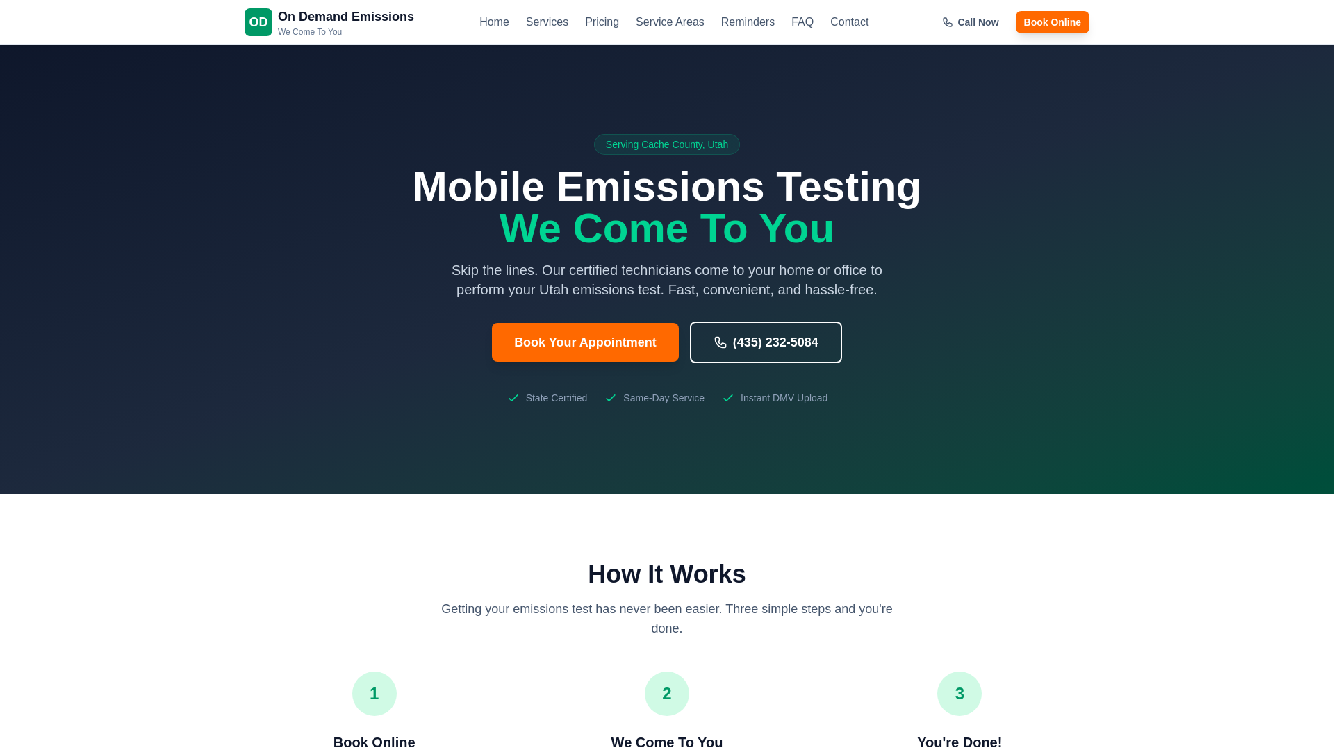 website screenshot of https://ondemandemissions.com/