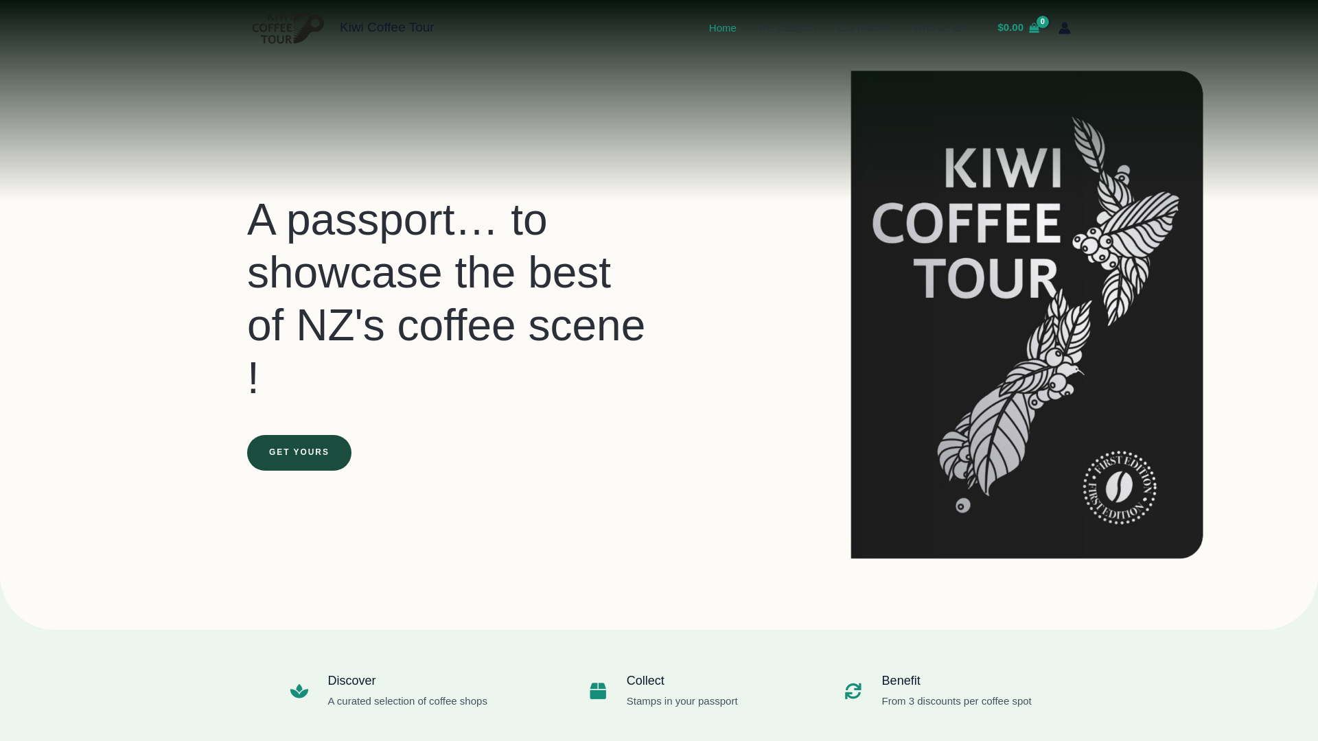 website screenshot of https://kiwicoffeetour.com