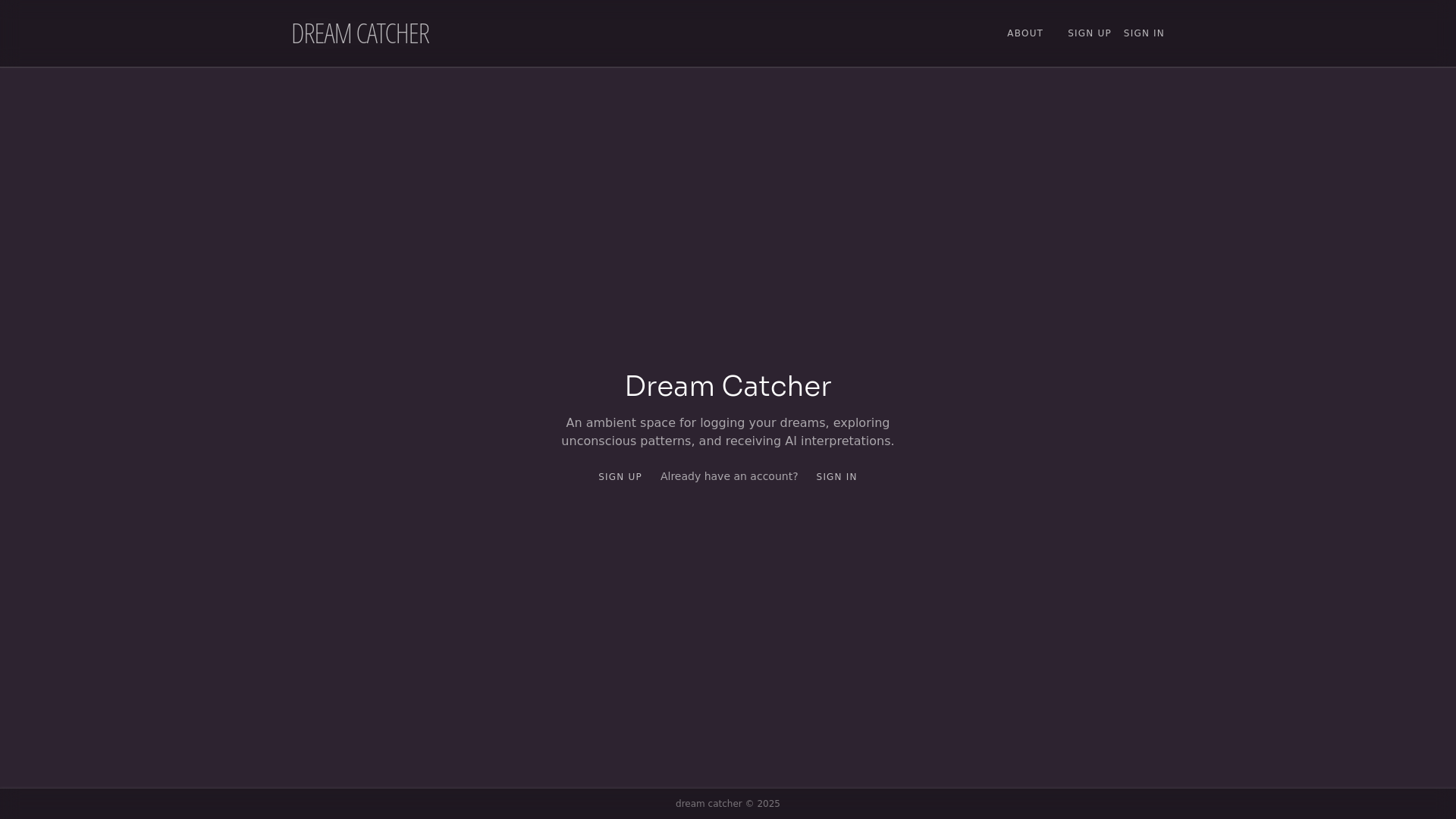 website screenshot of https://dreamcatcherlog.app/