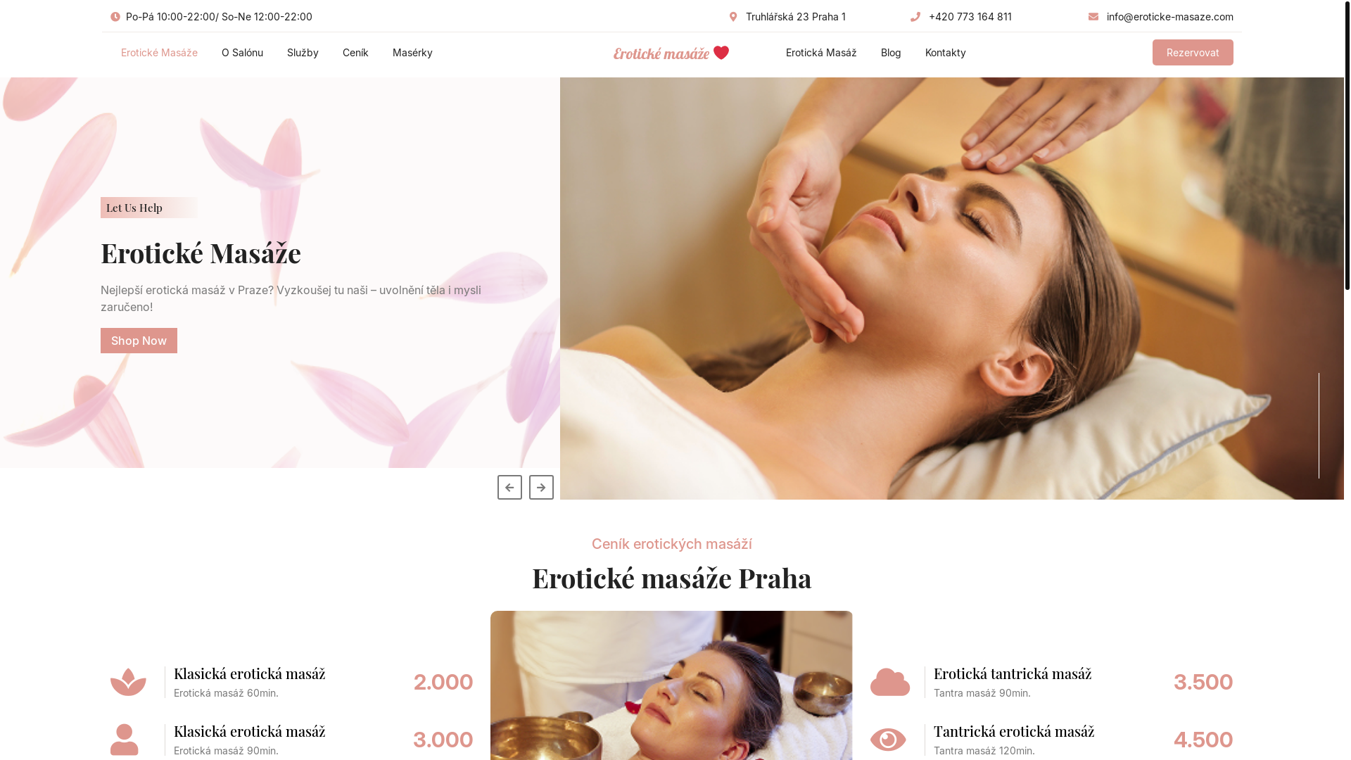 website screenshot of https://masaze-tantra.cz/